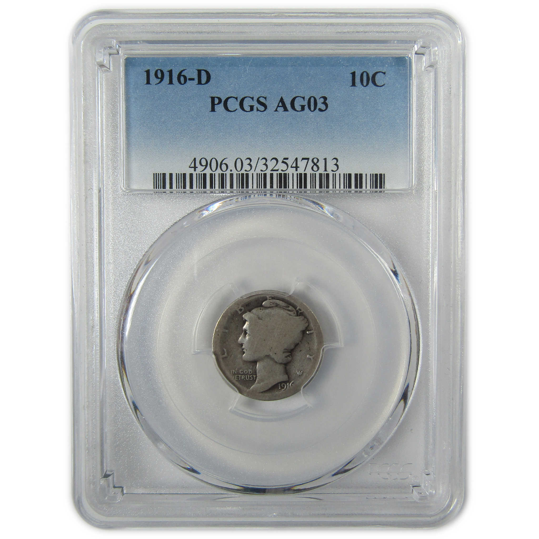 1916 D Mercury Silver Dime AG 3 PCGS 10c Coin Collectible SKU:CP1601