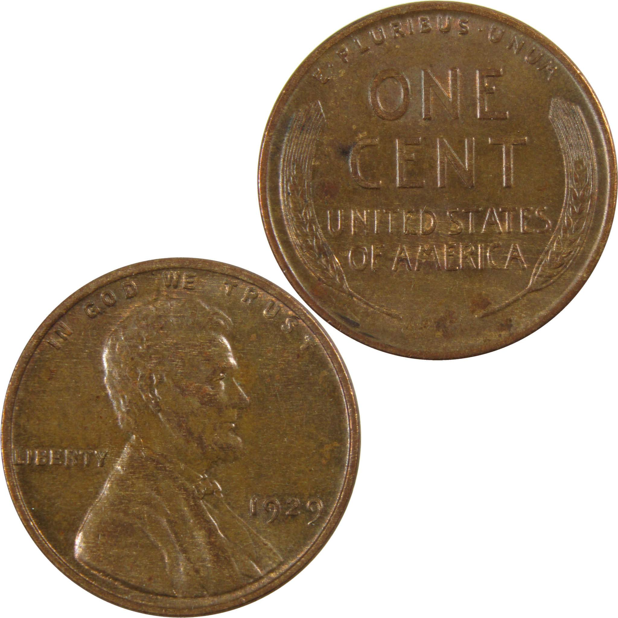 1929 Lincoln Wheat Cent AU About Uncirculated Penny 1c Coin SKU:I28236