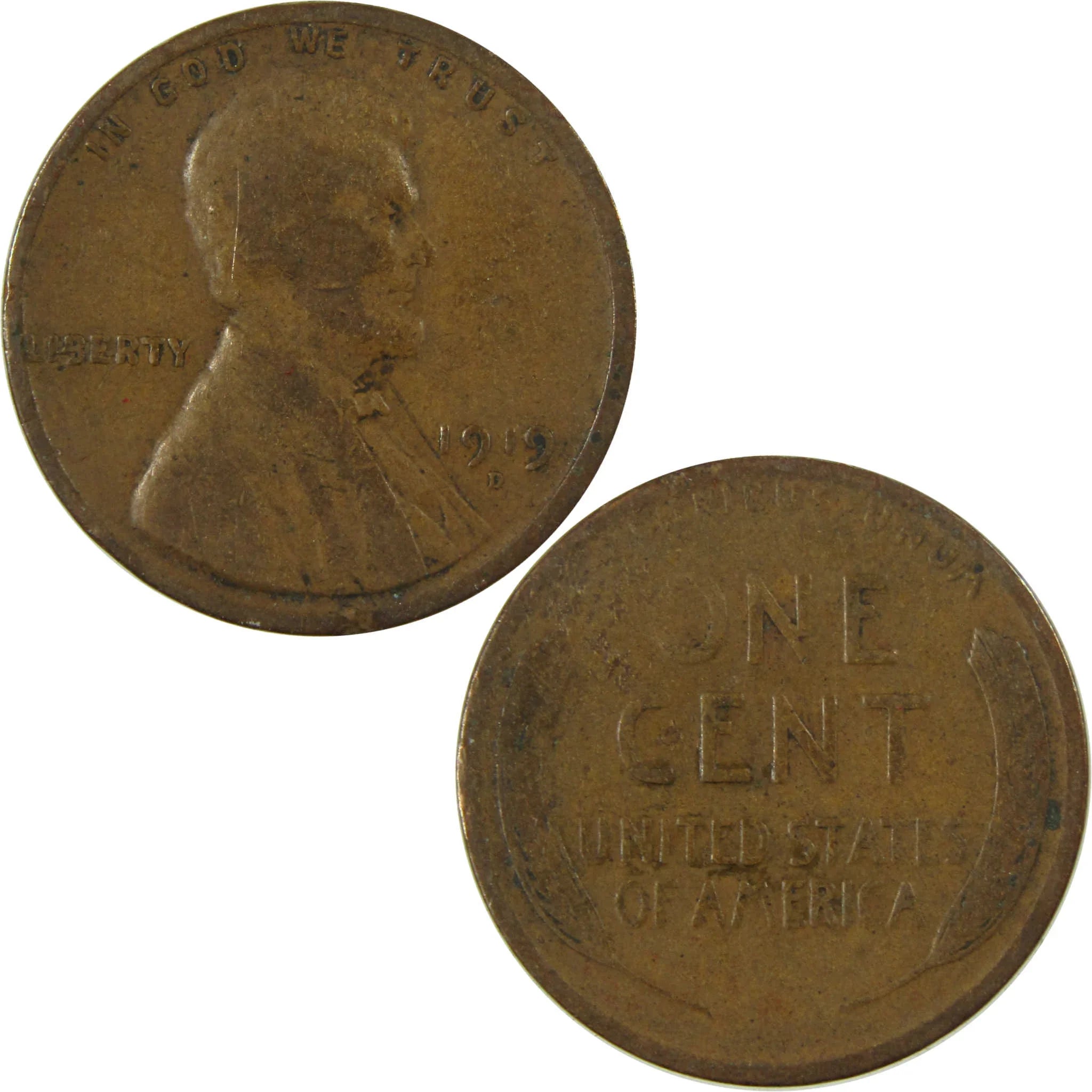 1919 D Lincoln Wheat Cent VG Very Good Penny 1c Coin SKU:I27186