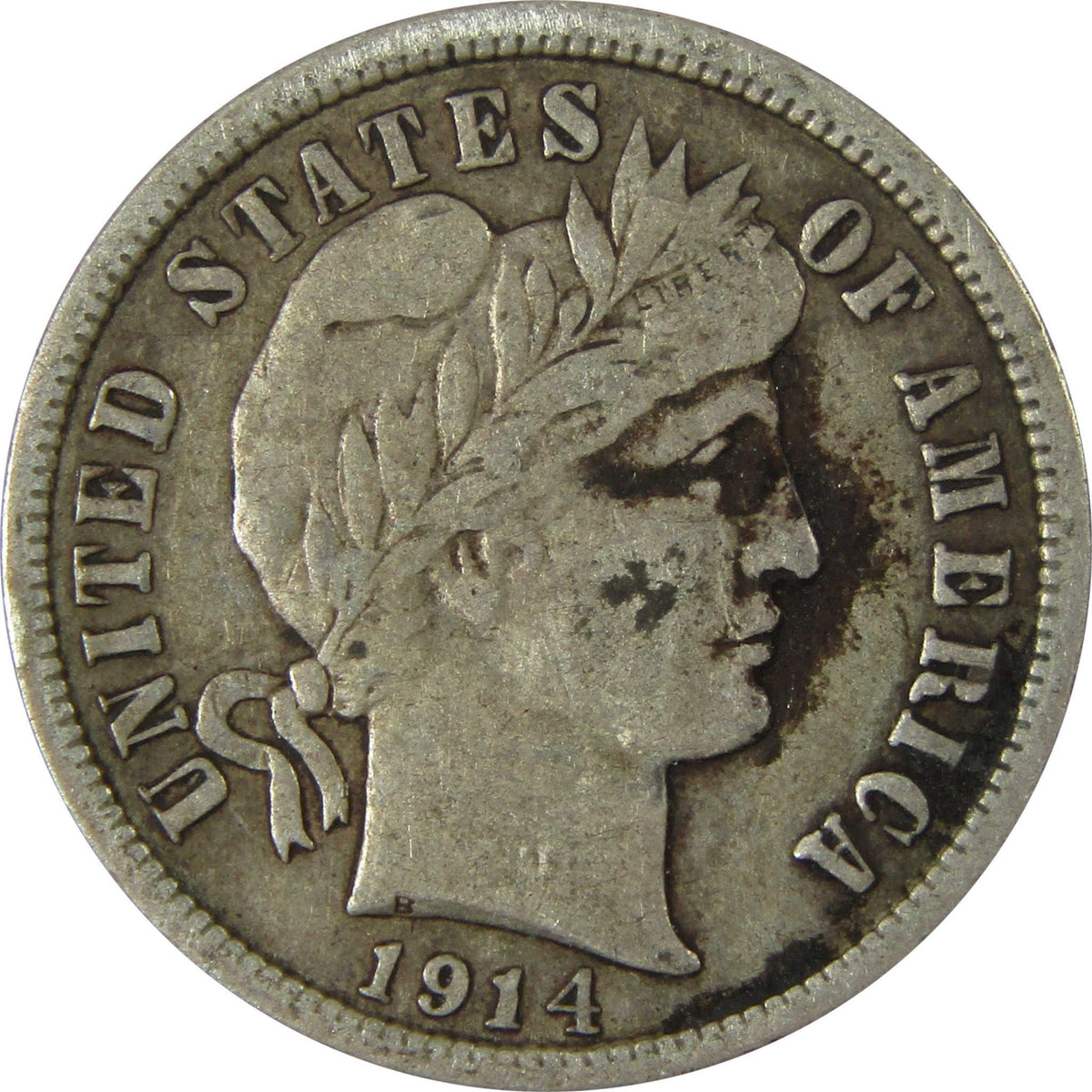 1914 D Barber Silver Dime VF Very Fine 10c Coin Collectible SKU:CP998