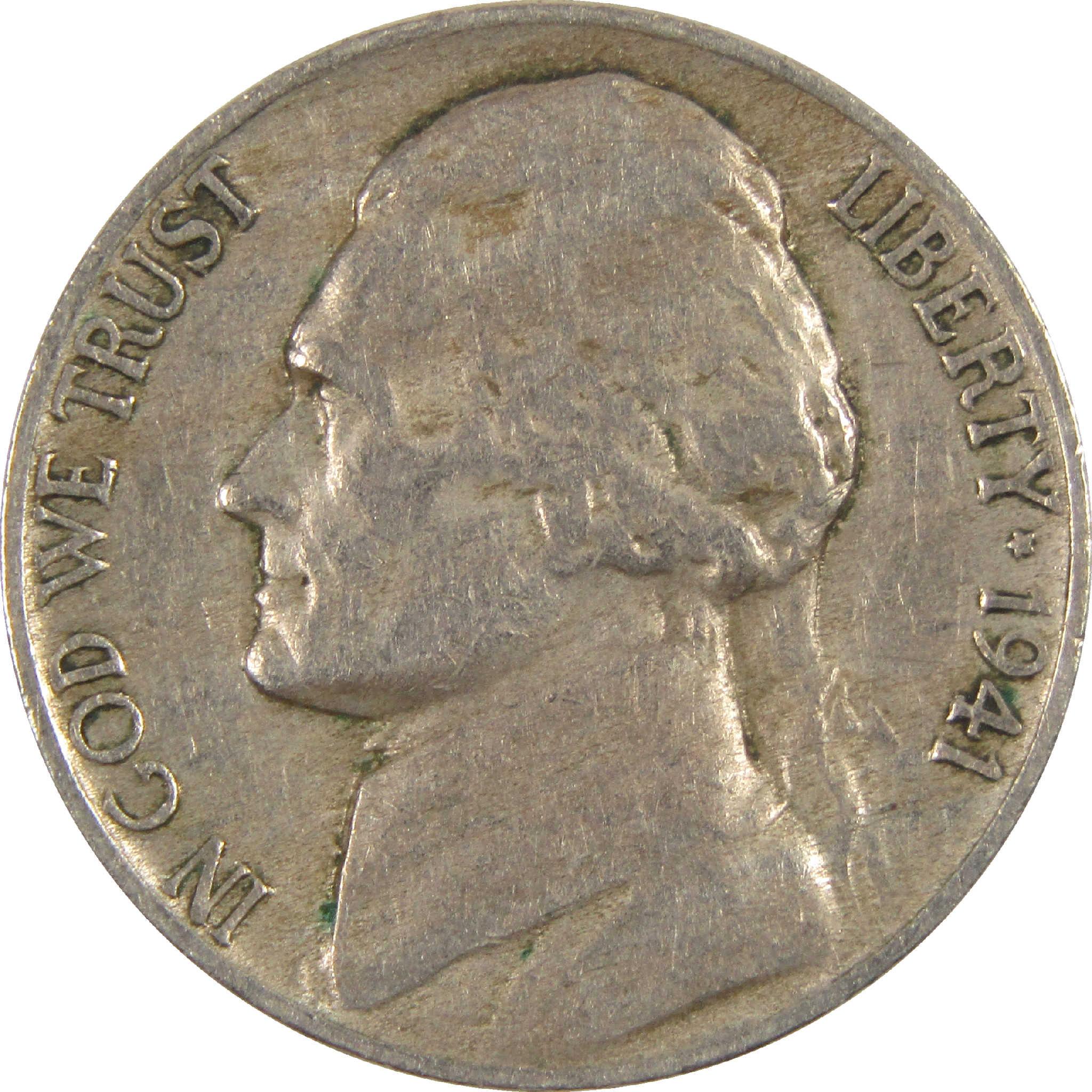 1941 S Jefferson Nickel Circulated 5c Coin Collectible