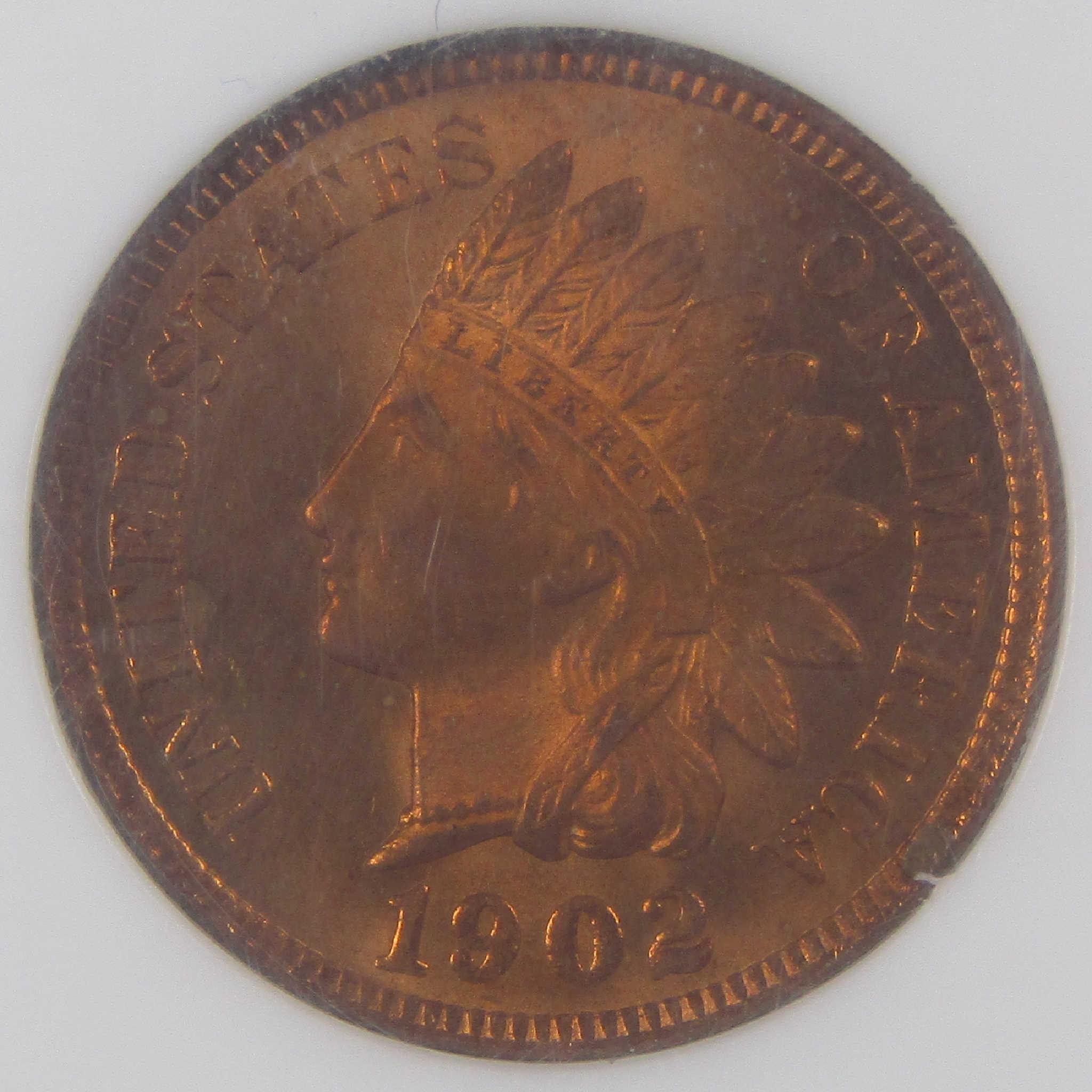 1902 Indian Head Cent MS 65 RD NGC Penny Uncirculated 1c Coin