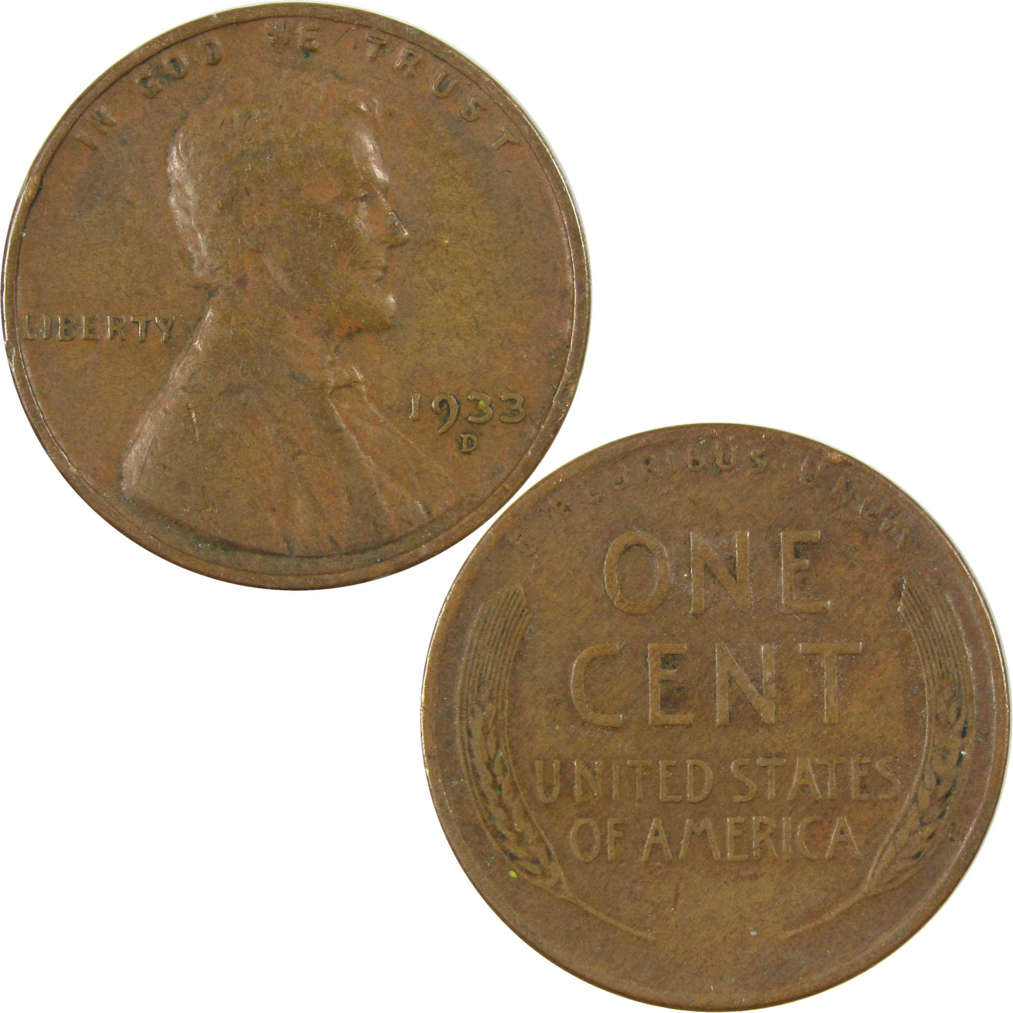 1933 D Lincoln Wheat Cent VF Very Fine Penny 1c Coin SKU:I26784