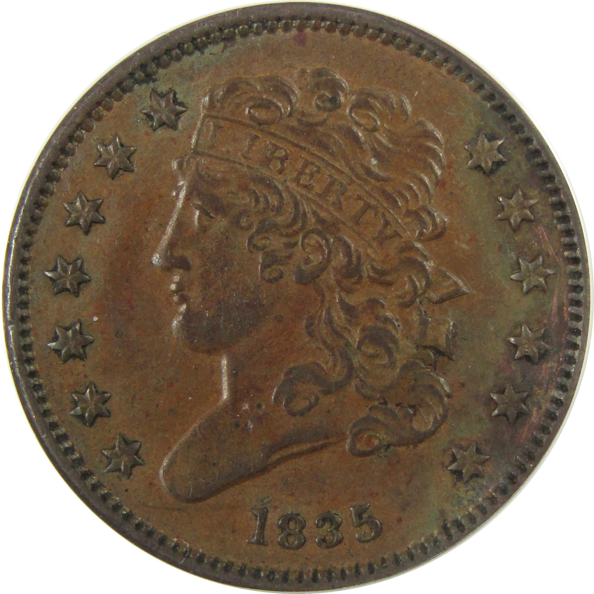1835 Classic Head Copper Half Cent EF 45 Details ANACS SKU:I28031