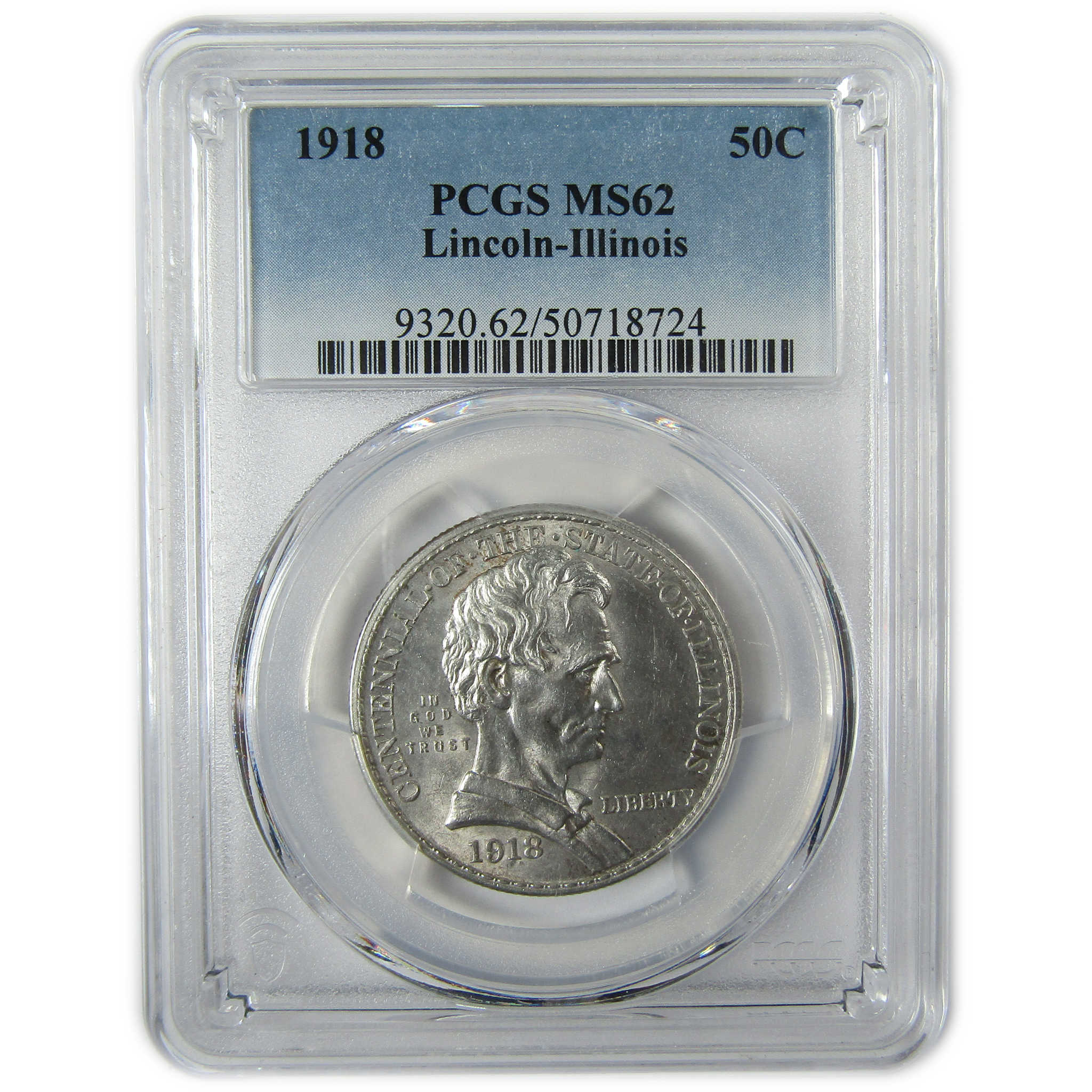 1918 Lincoln Illinois Centennial Silver 50c MS 62 PCGS SKU:I26429