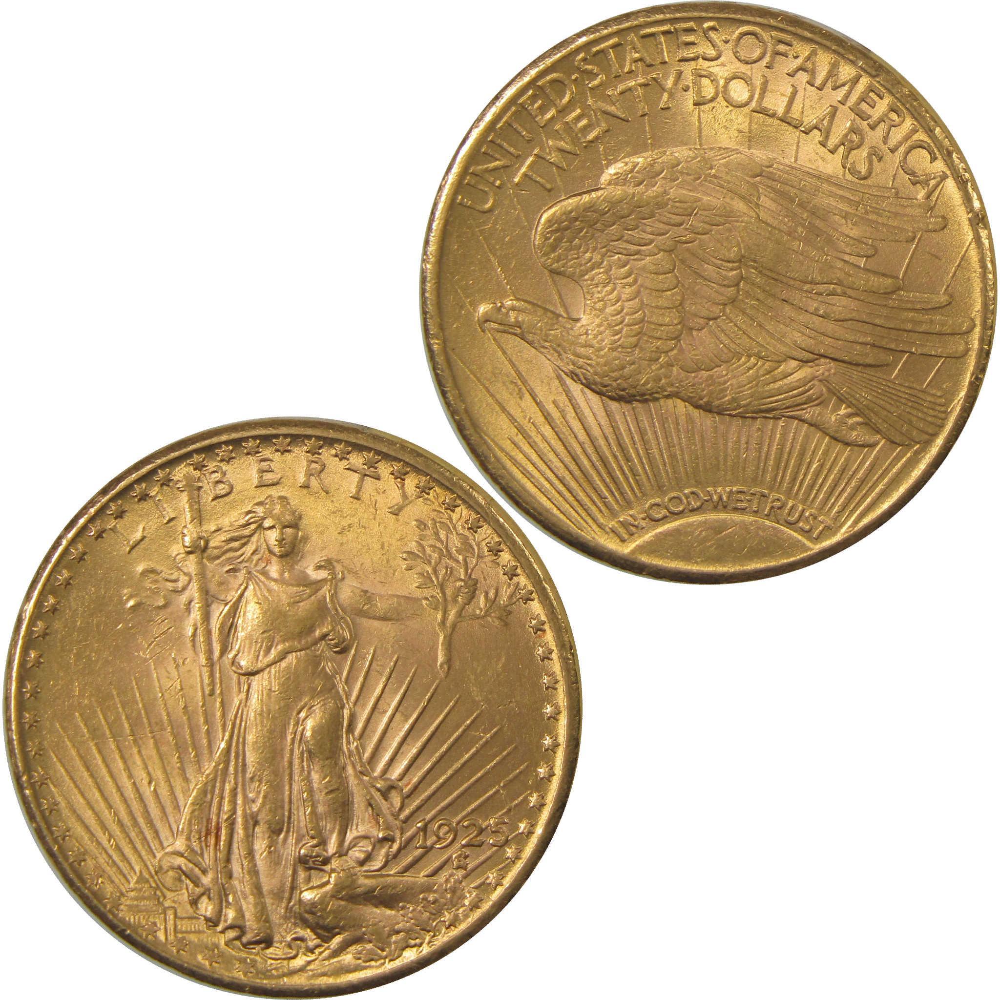 1925 $20 Saint-Gaudens Gold Double Eagle AU About Uncirculated Coin