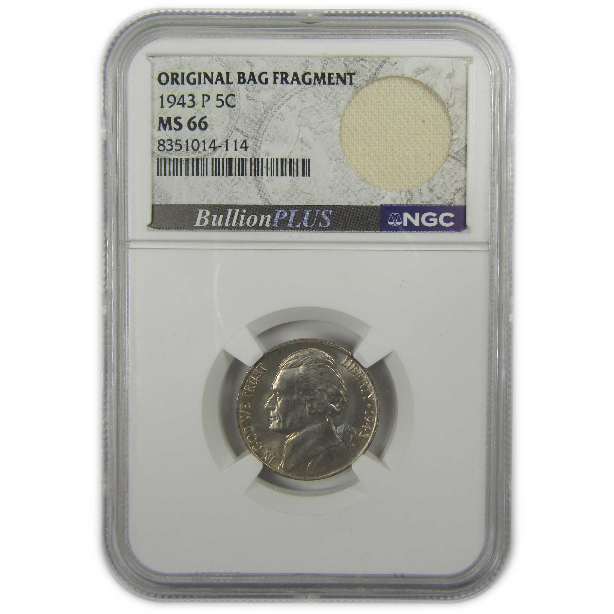1943 P Jefferson Nickel MS 66 NGC Silver Bag Fragment SKU:I20308