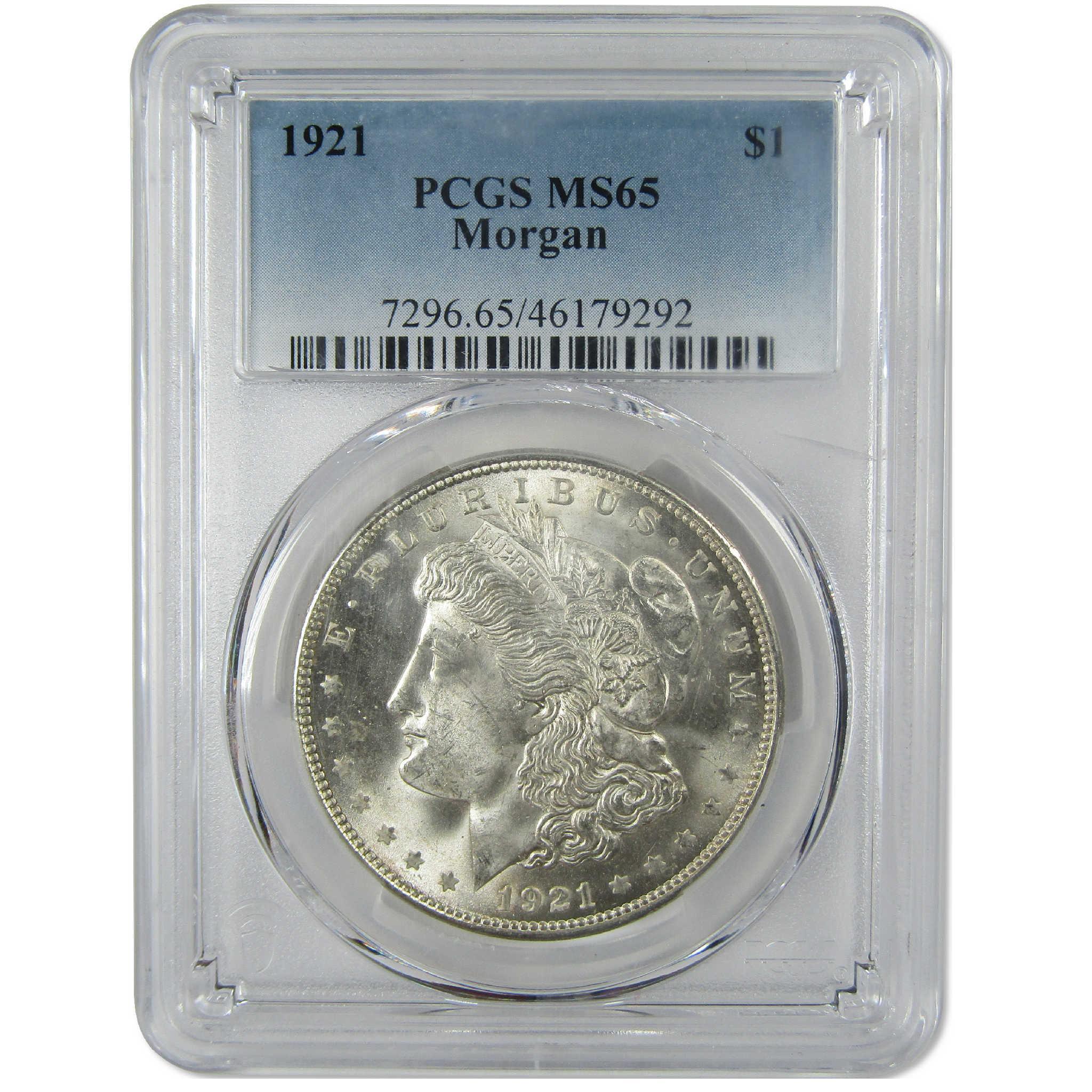 1921 Morgan Silver Dollar MS 65 PCGS Uncirculated $1 Coin Collectible - Morgan coin - Morgan silver dollar - Morgan silver dollar for sale - Profile Coins & Collectibles