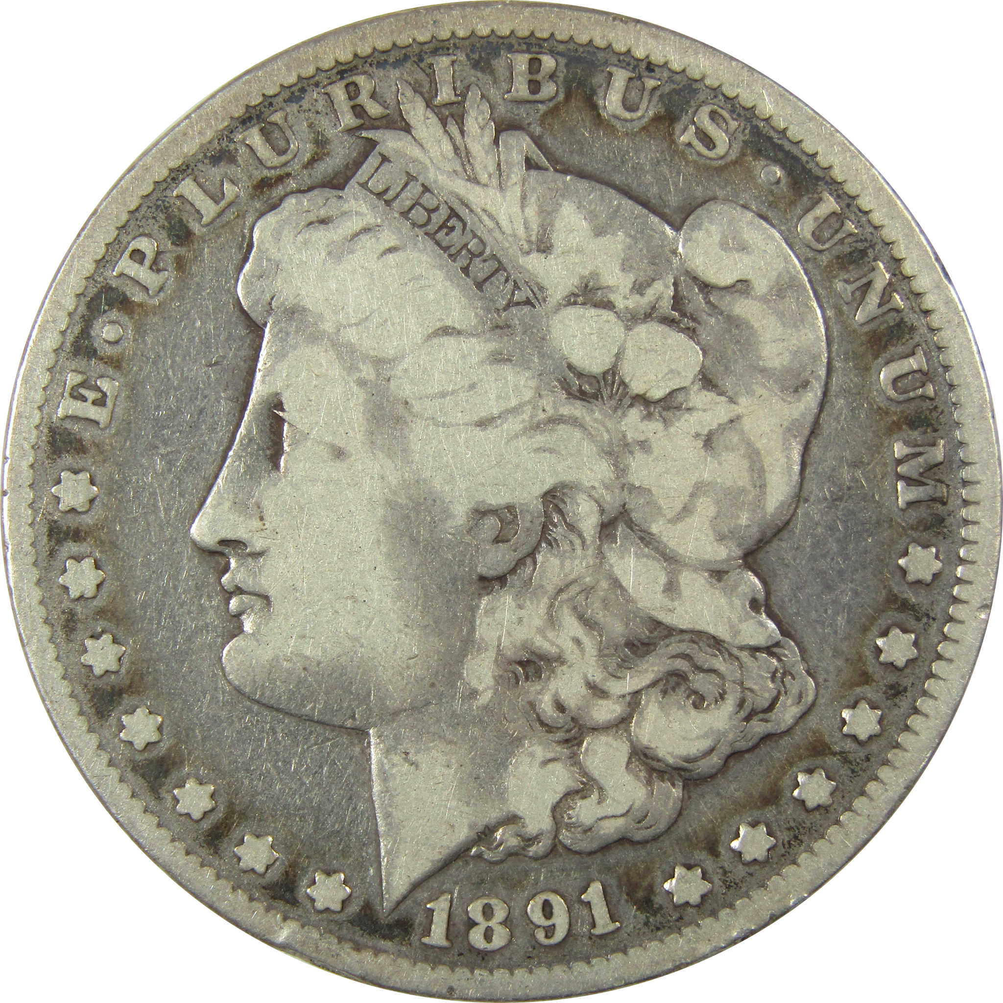 1891 CC Morgan Silver Dollar F Fine $1 Coin Collectible SKU:CP1365 - Morgan coin - Morgan silver dollar - Morgan silver dollar for sale - Profile Coins & Collectibles