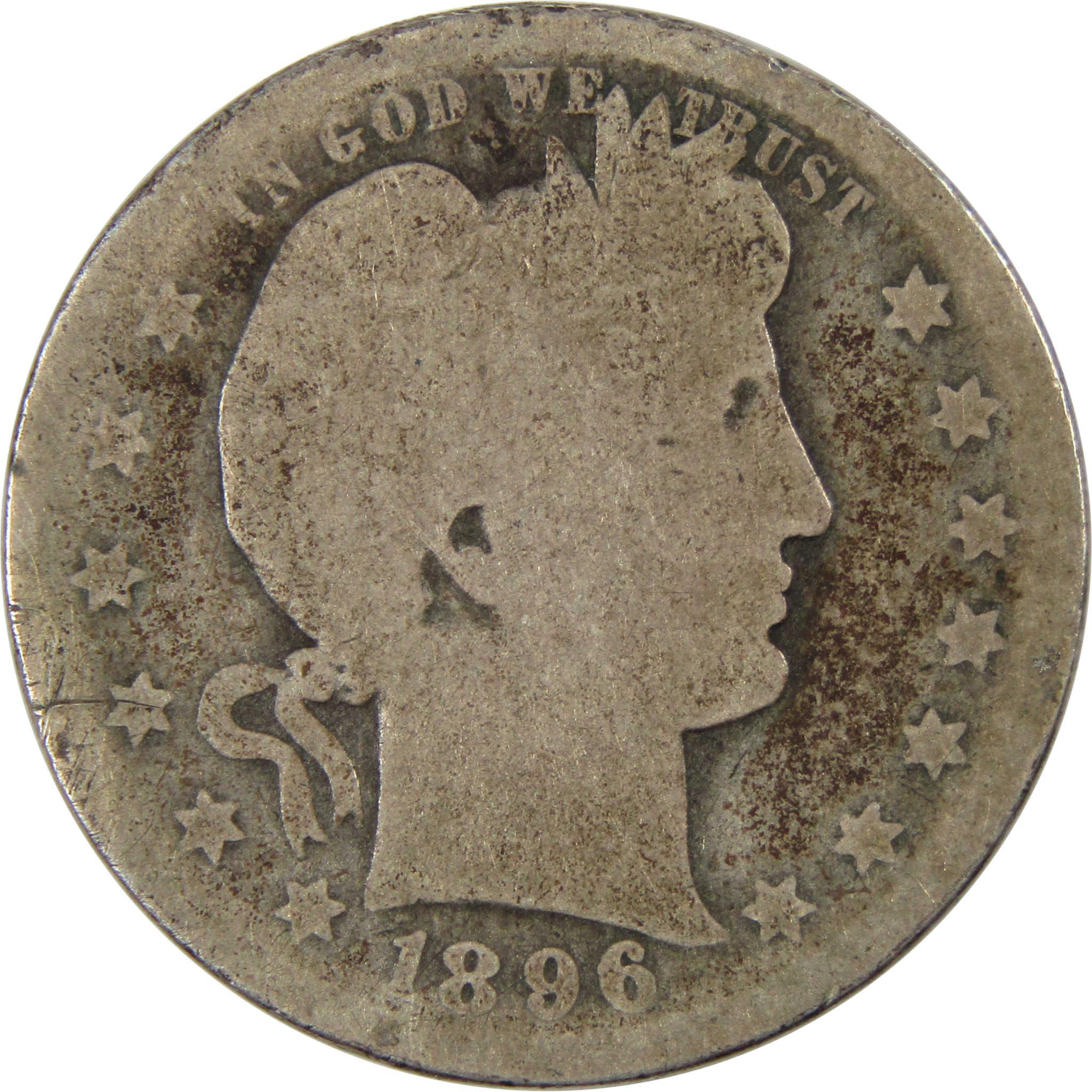 1896 O Barber Quarter AG About Good 90% Silver 25c Coin SKU:I8360
