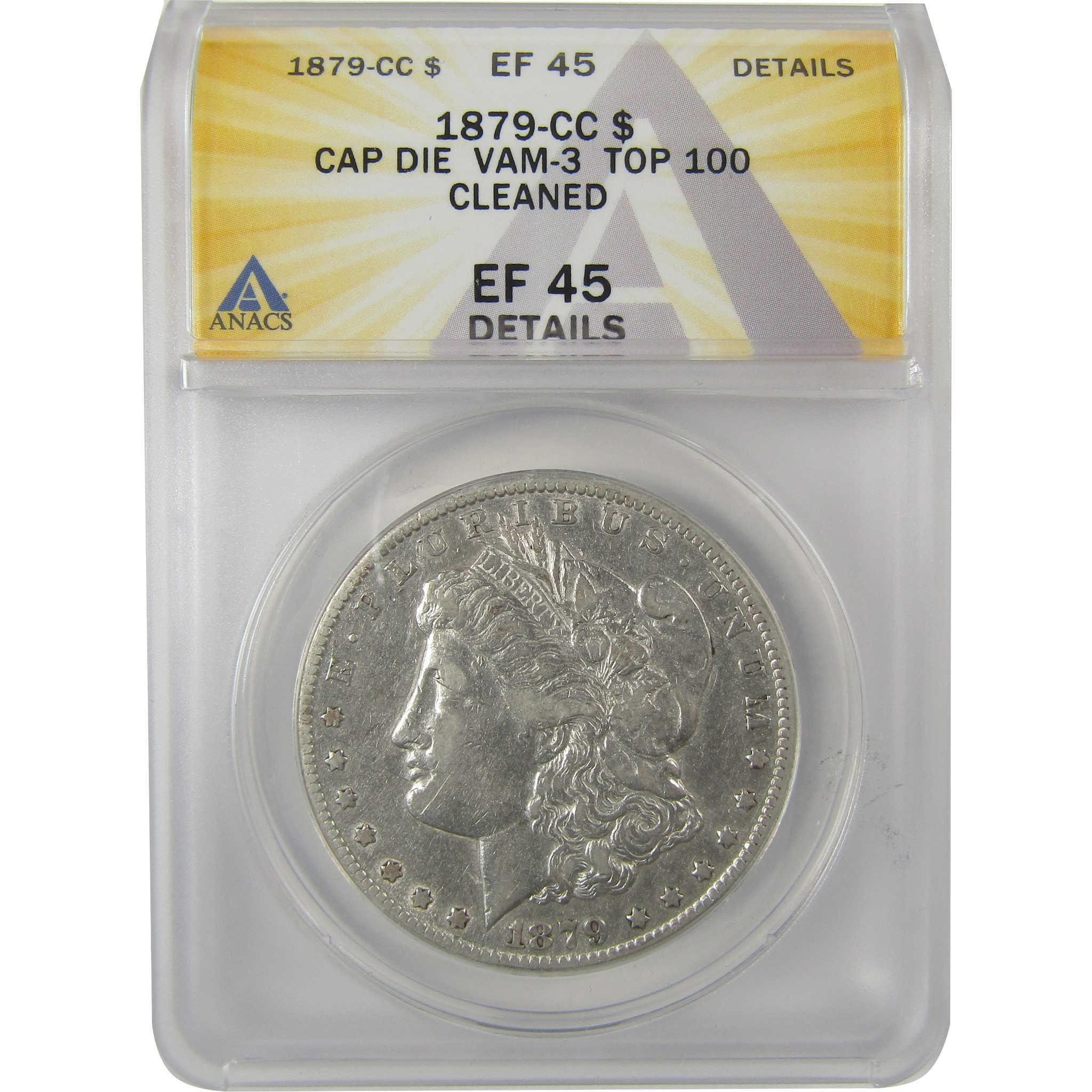 1879 CC VAM-3 Capped Die Morgan Dollar EF 45 Details ANACS SKU:I21193 - Morgan coin - Morgan silver dollar - Morgan silver dollar for sale - Profile Coins & Collectibles