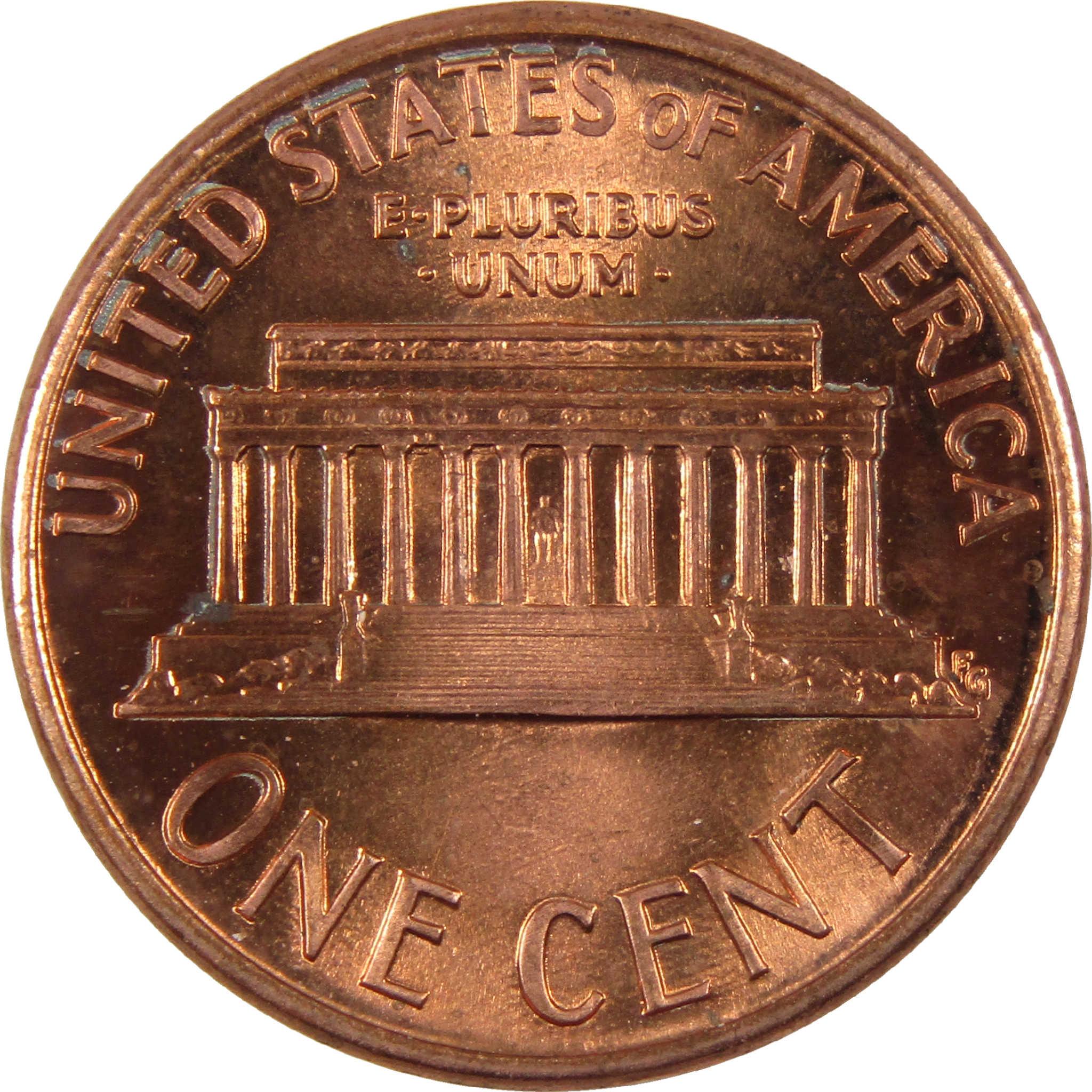 Lincoln Memorial one cent coin reverse, collectible US penny, uncirculated copper coin