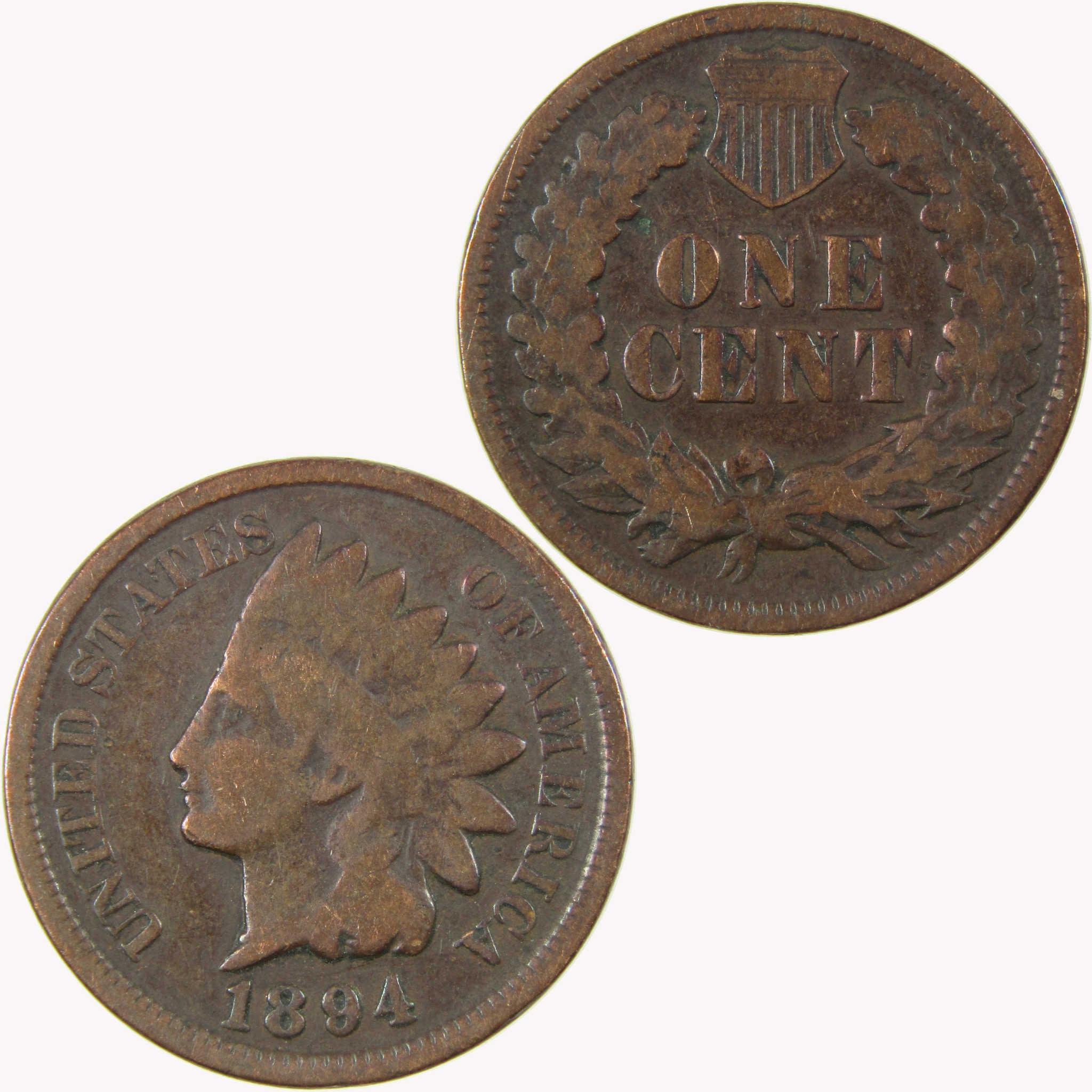 1894 Indian Head Cent G Good Details Penny 1c Coin SKU:I26563