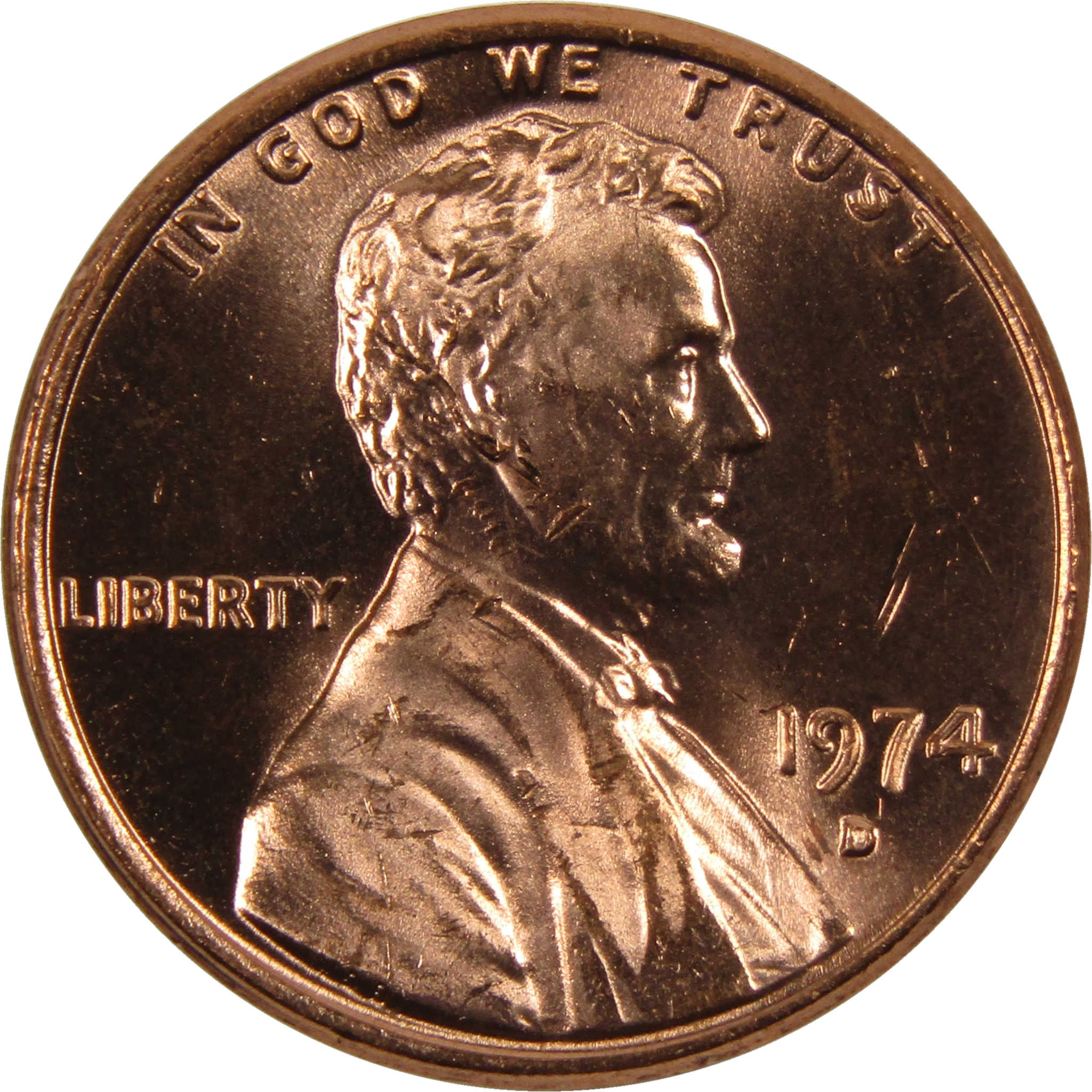 1974 D Lincoln Memorial Cent BU Uncirculated Penny 1c Coin