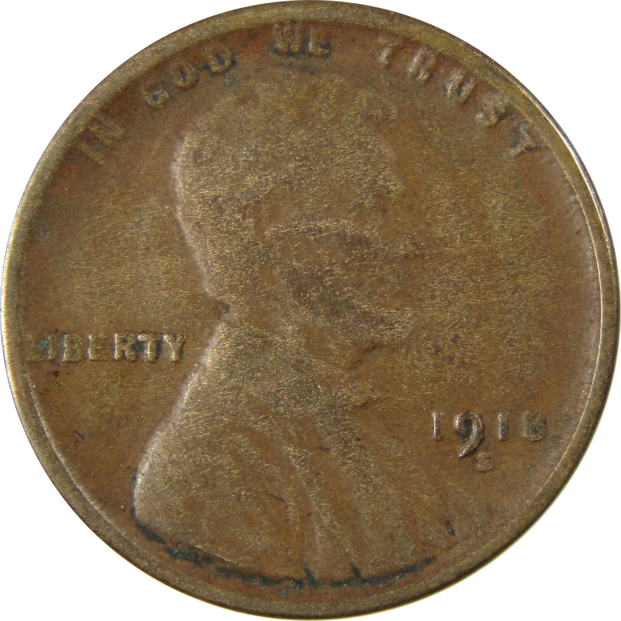 1918 S Lincoln Wheat Cent VF Very Fine Penny 1c Coin SKU:I25879