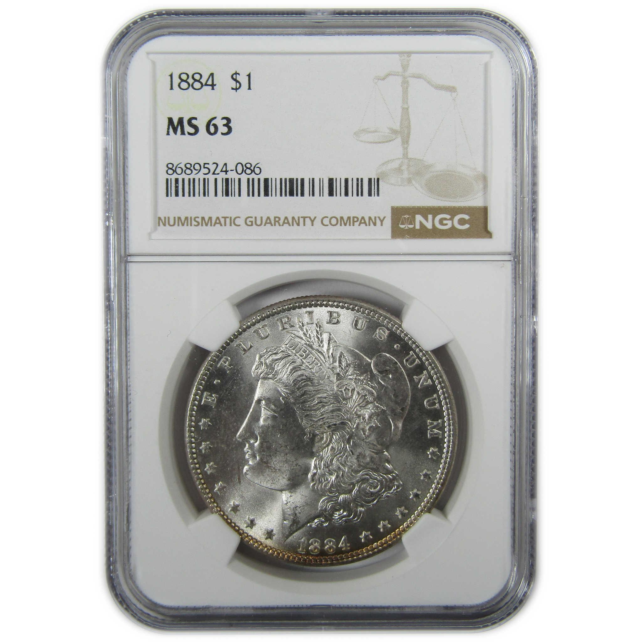 1884 Morgan Silver Dollar MS 63 NGC Uncirculated $1 Coin SKU:CP375 - Morgan coin - Morgan silver dollar - Morgan silver dollar for sale - Profile Coins & Collectibles