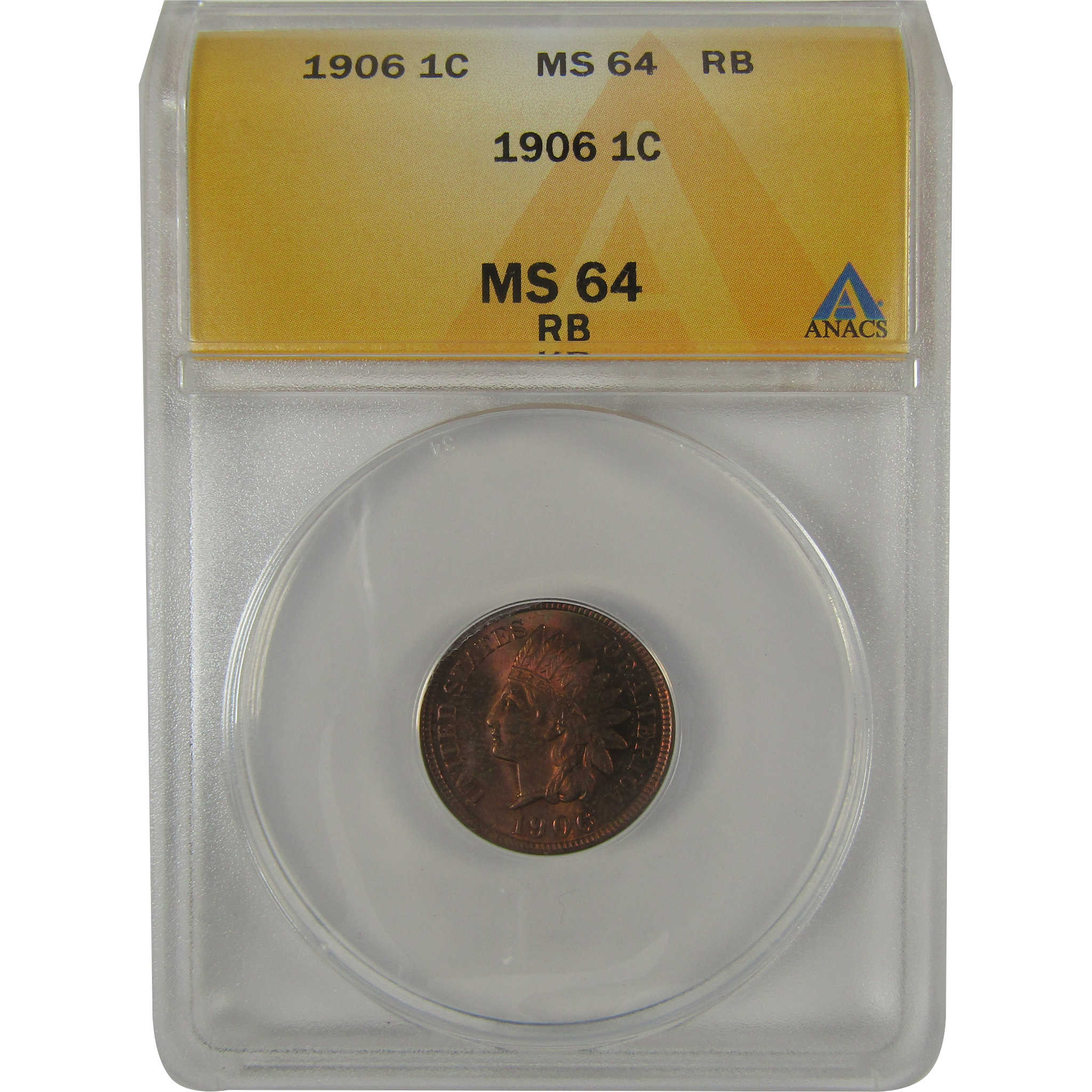 1906 Indian Head Cent MS 64 RB ANACS Penny Uncirculated SKU:I23086