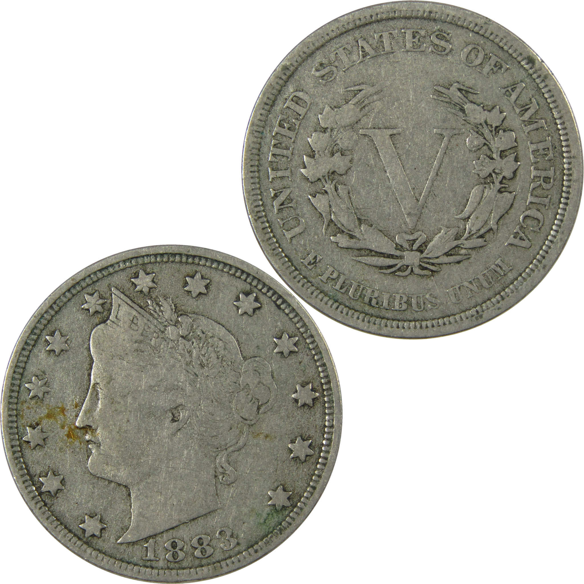 1883 No Cents Liberty Head V Nickel F Fine 5c Coin SKU:I26948