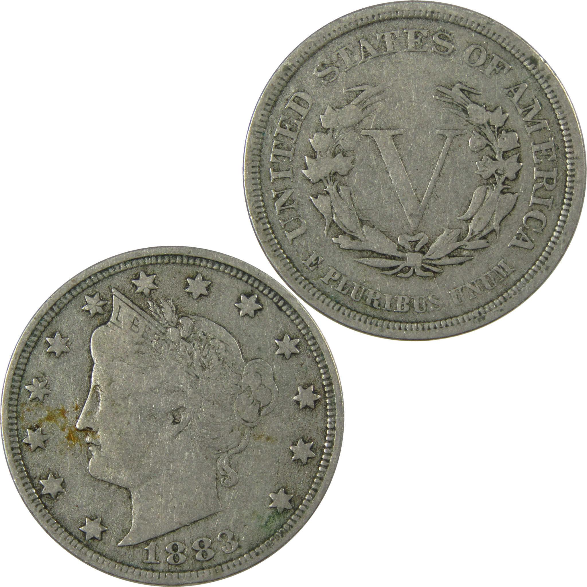 1883 No Cents Liberty Head V Nickel F Fine 5c Coin SKU:I26948