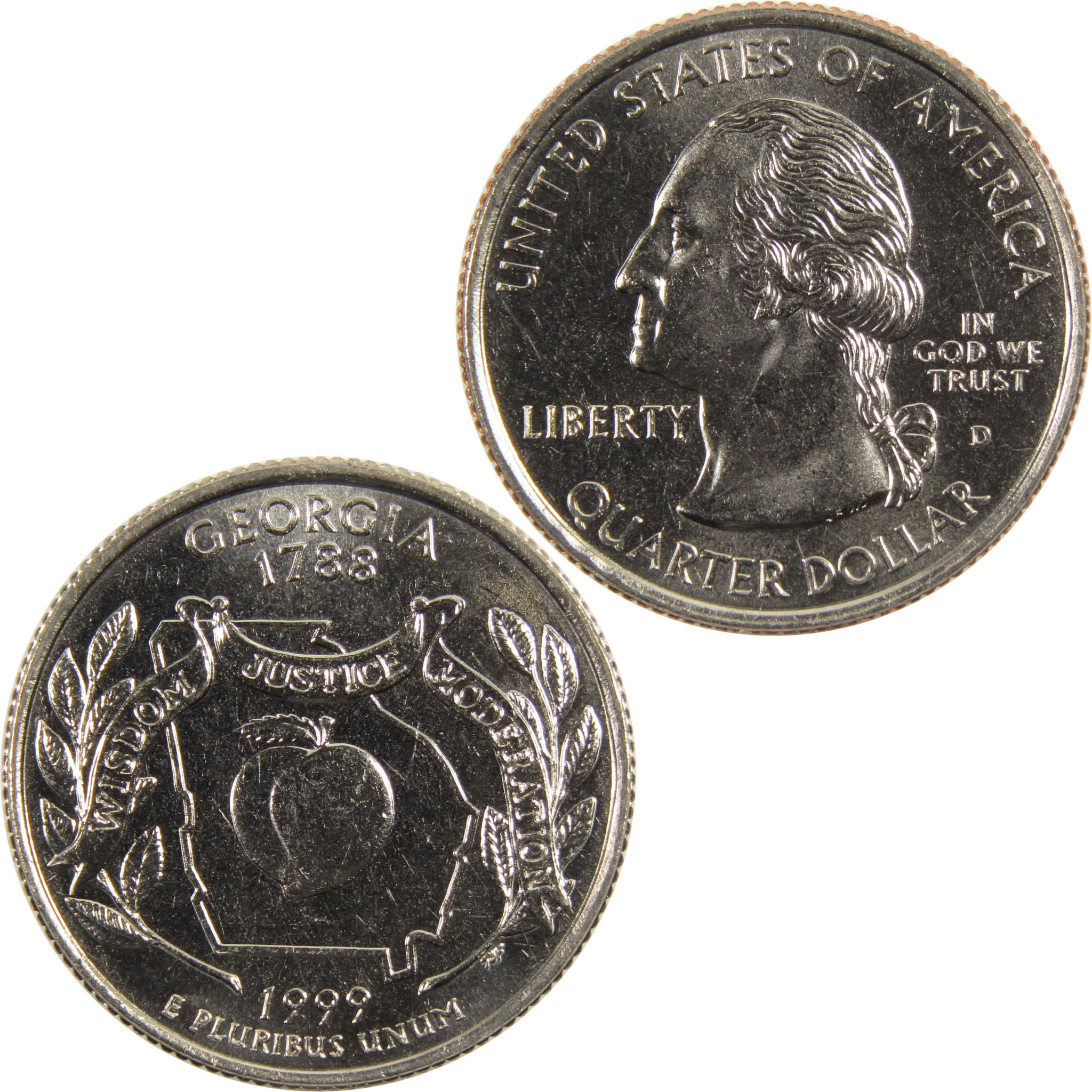1999 D Georgia State Quarter BU Uncirculated Clad 25c Coin