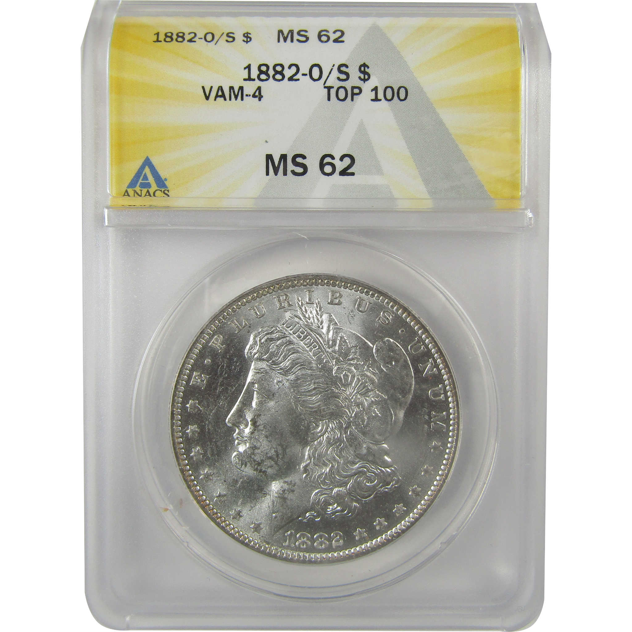 1882 O/S VAM-4 Recessed Top 100 Morgan Dollar MS 62 ANACS SKU:I21946 - Morgan coin - Morgan silver dollar - Morgan silver dollar for sale - Profile Coins & Collectibles