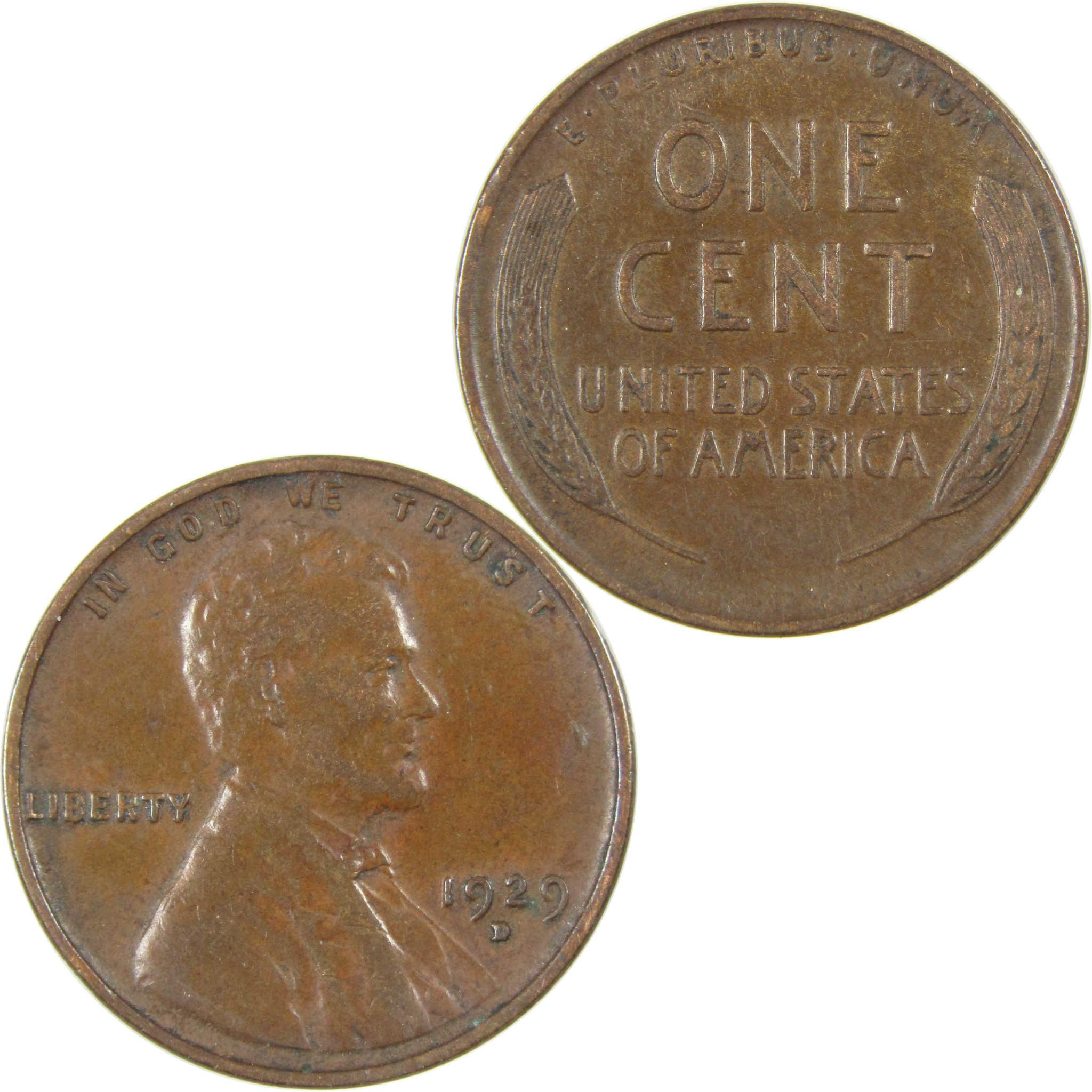 1929 D Lincoln Wheat Cent VF Very Fine Penny 1c Coin SKU:I27264