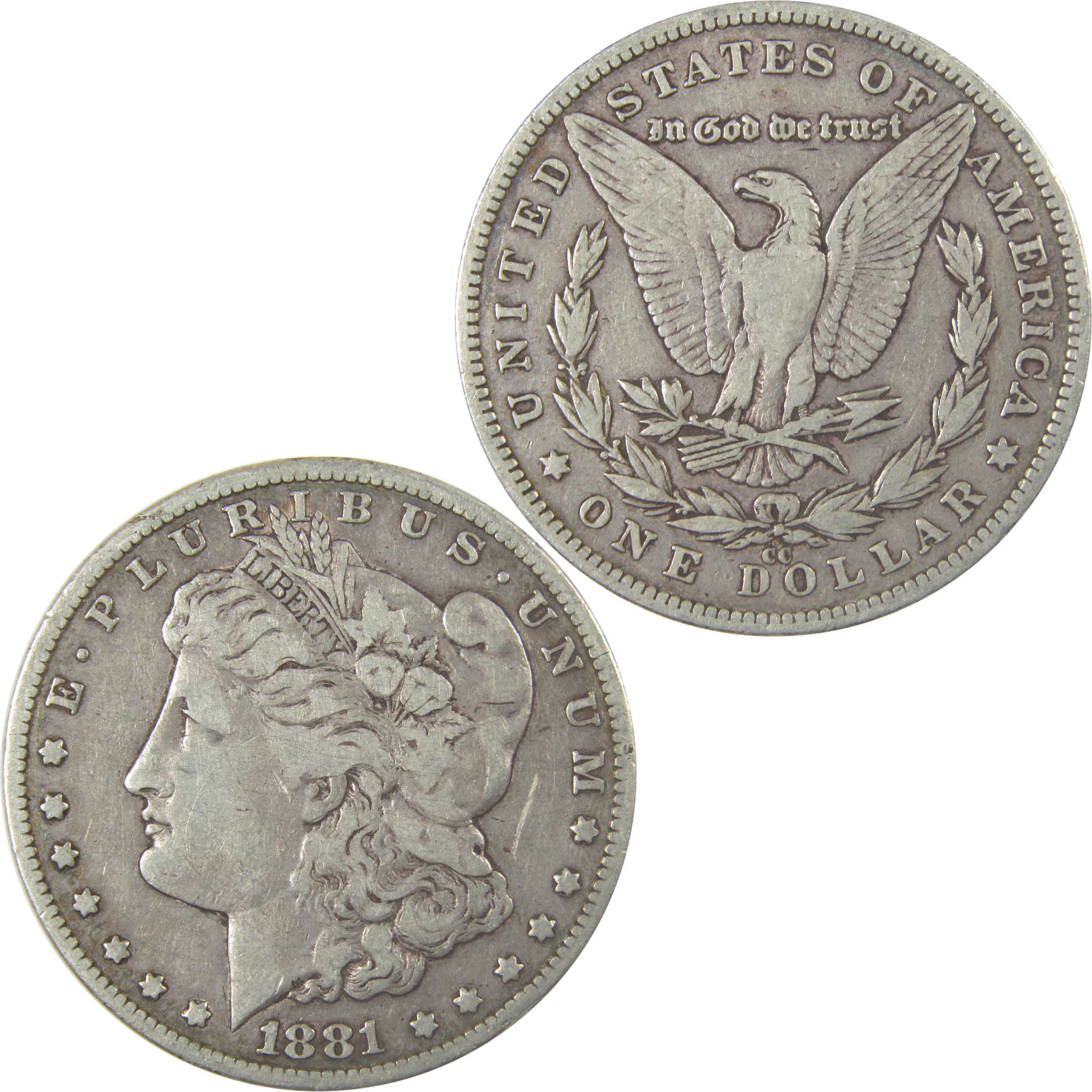 1881 CC Morgan Silver Dollar F Fine $1 Coin Collectible SKU:I25296