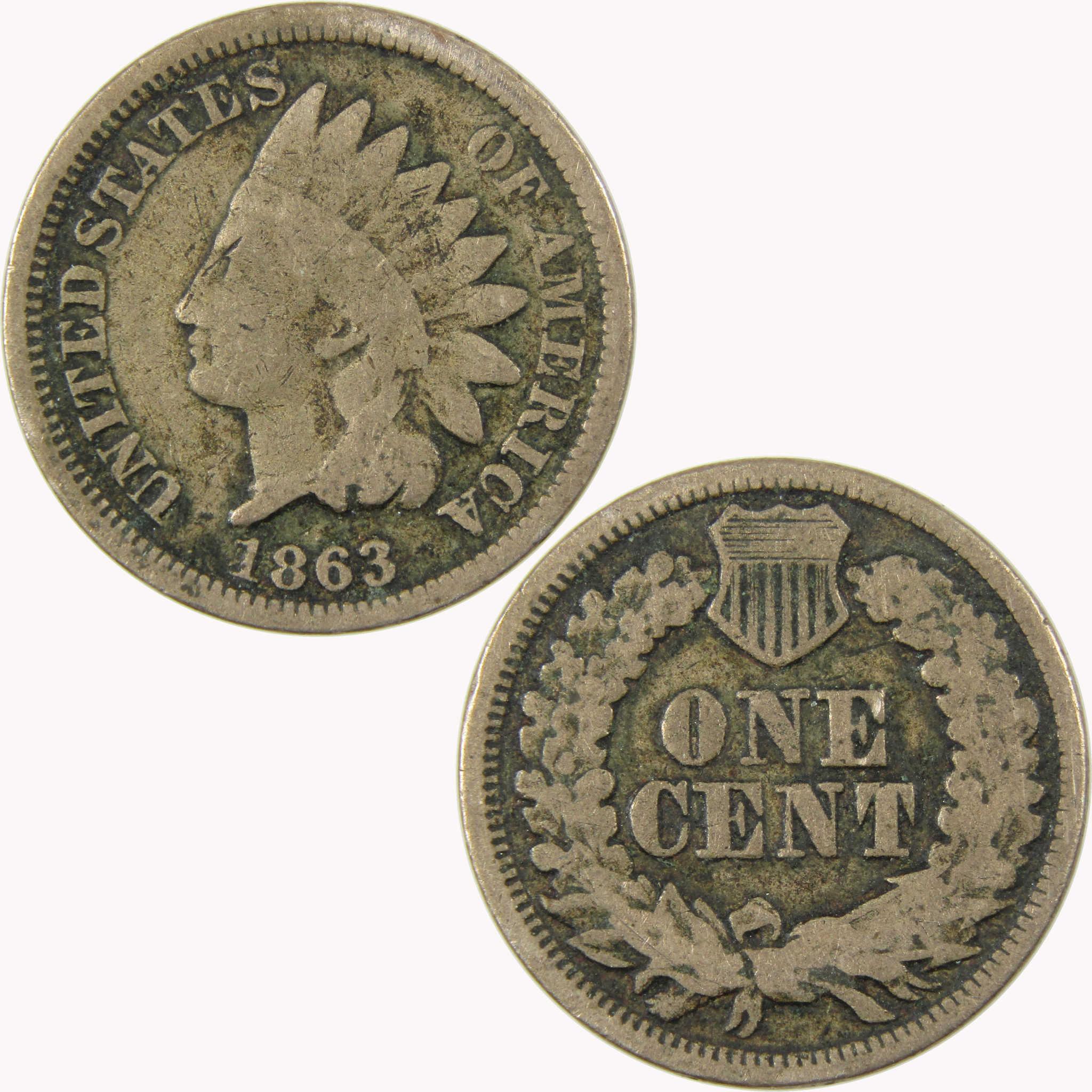 1863 Indian Head Cent G Good Penny 1c Coin SKU:CP1105