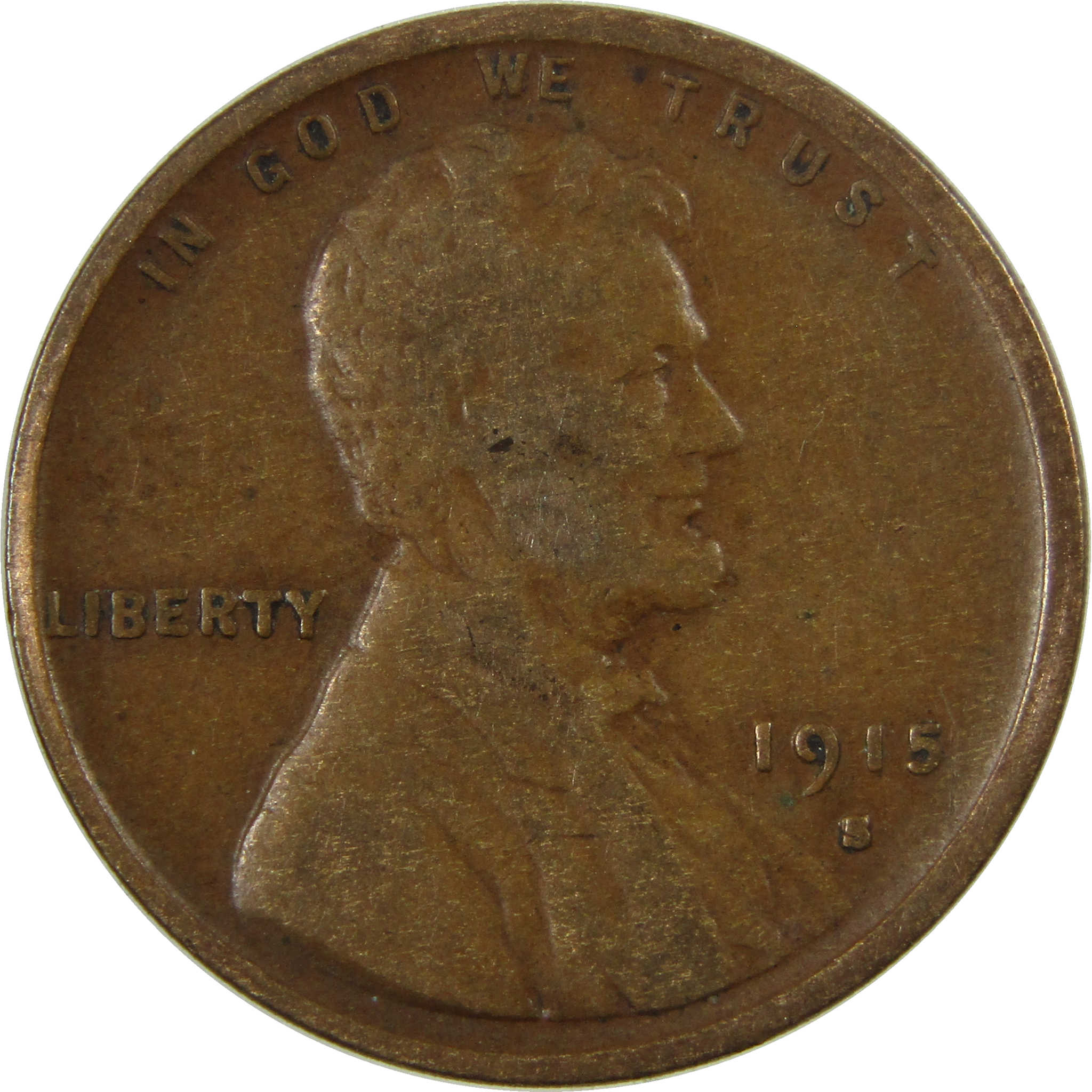 1915 S Lincoln Wheat Cent F Fine Penny 1c Coin SKU:I26882