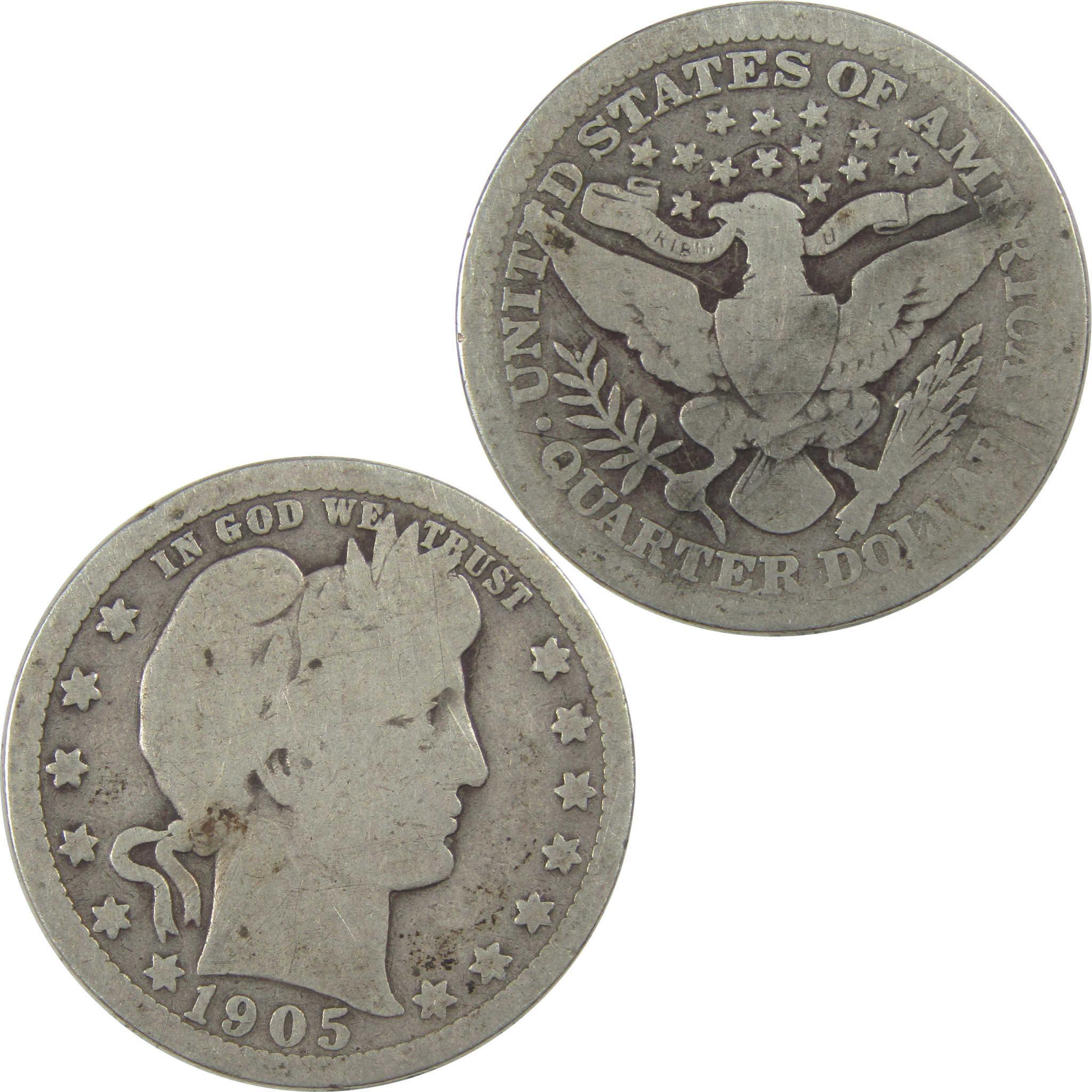 1905 Barber Quarter AG About Good Silver 25c Coin SKU:I21812
