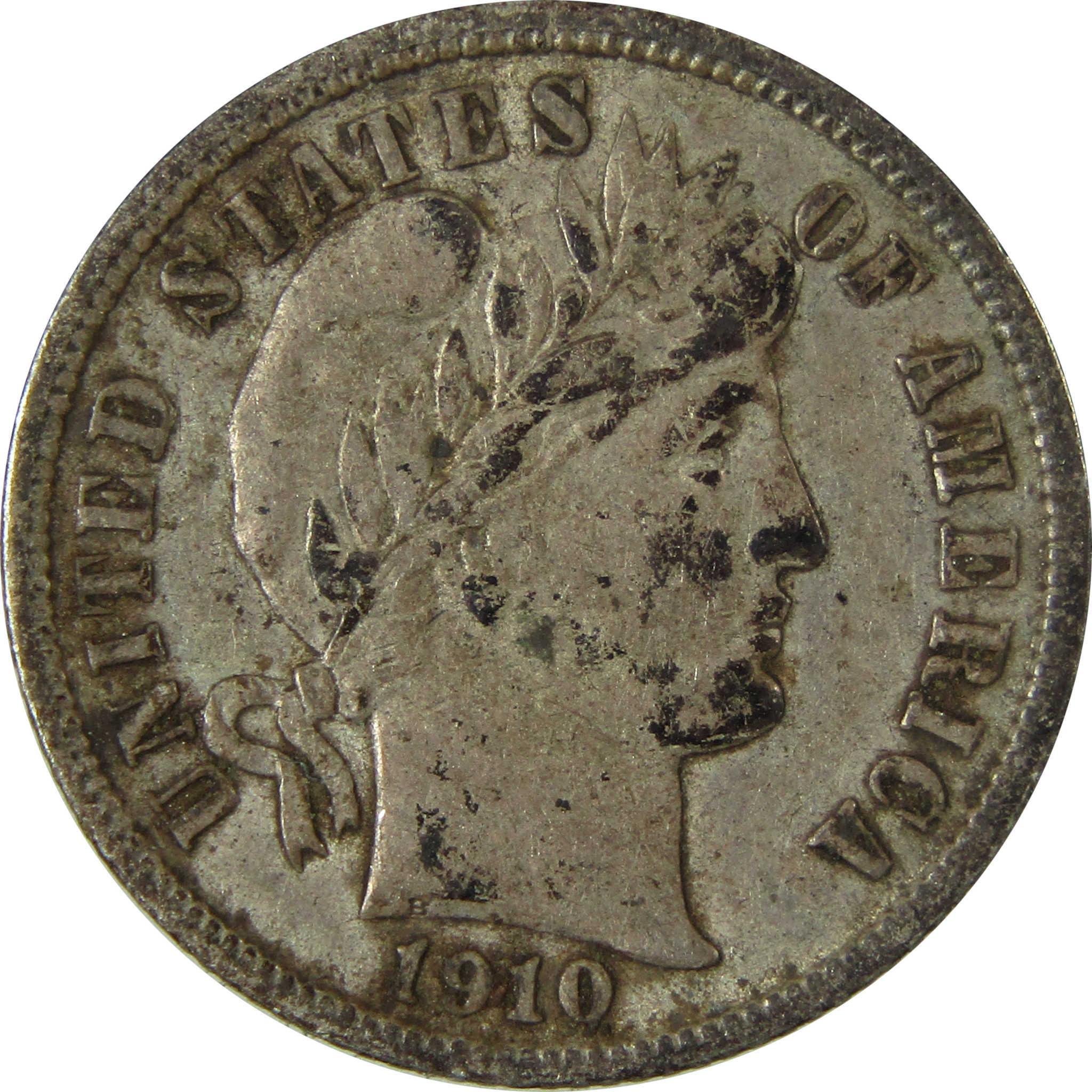 1910 D Barber Silver Dime XF EF Extremely Fine 10c Coin SKU:CP975
