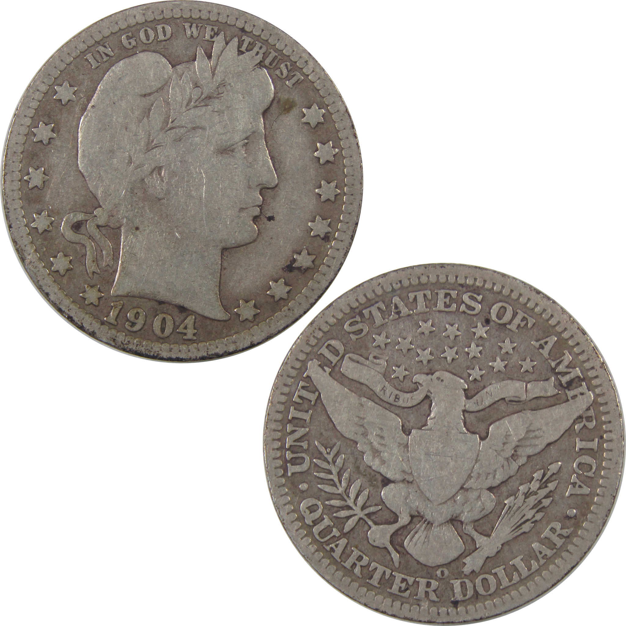 1904 O Barber Quarter VG Very Good Silver 25c Coin SKU:I18815