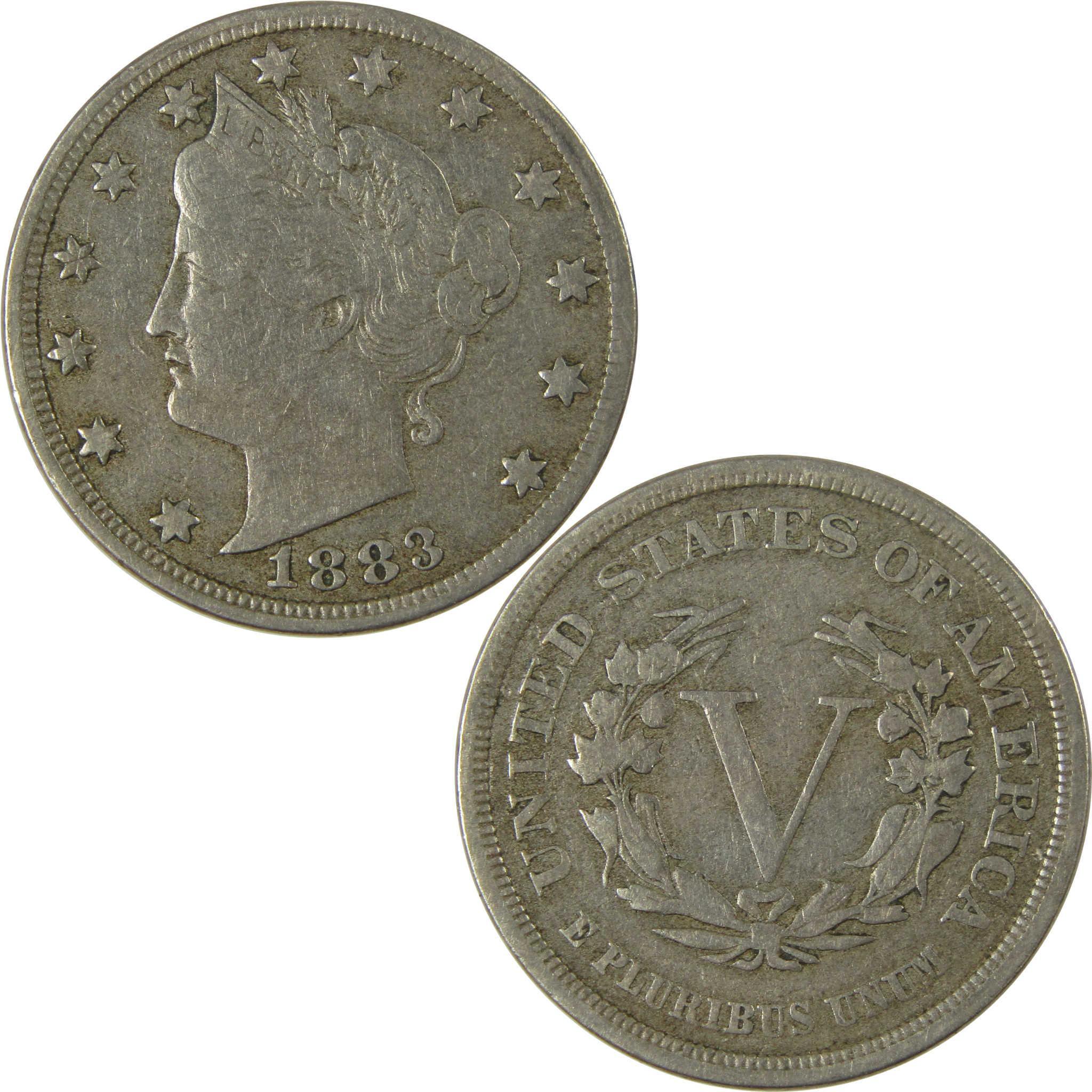 1883 No Cents Liberty Head V Nickel VF Very Fine 5c Coin SKU:I26513