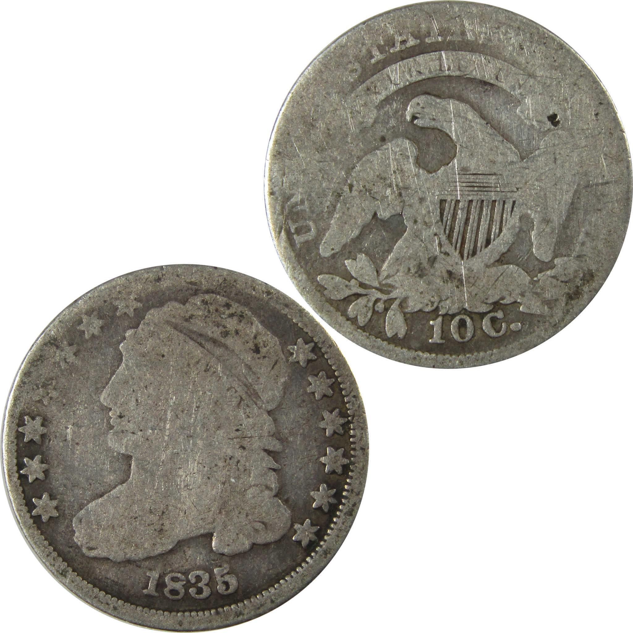 1835 Capped Bust Silver Dime G Good 10c Coin Collectible SKU:I25390