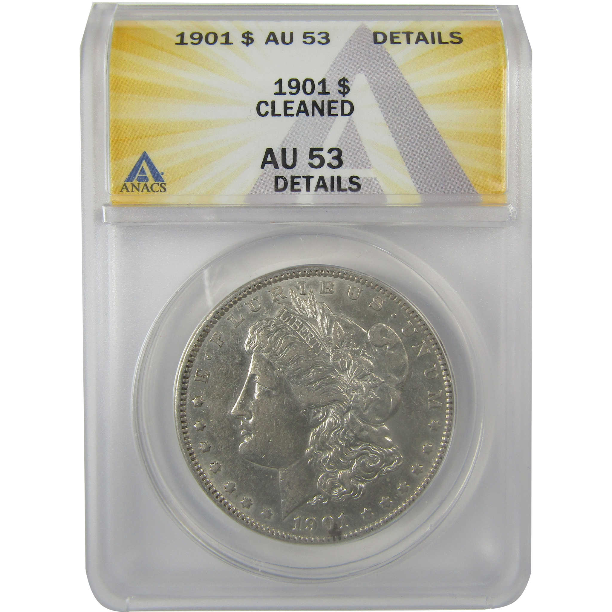1901 Morgan Dollar AU 53 Details ANACS Silver $1 Coin SKU:I21290 - Morgan coin - Morgan silver dollar - Morgan silver dollar for sale - Profile Coins & Collectibles
