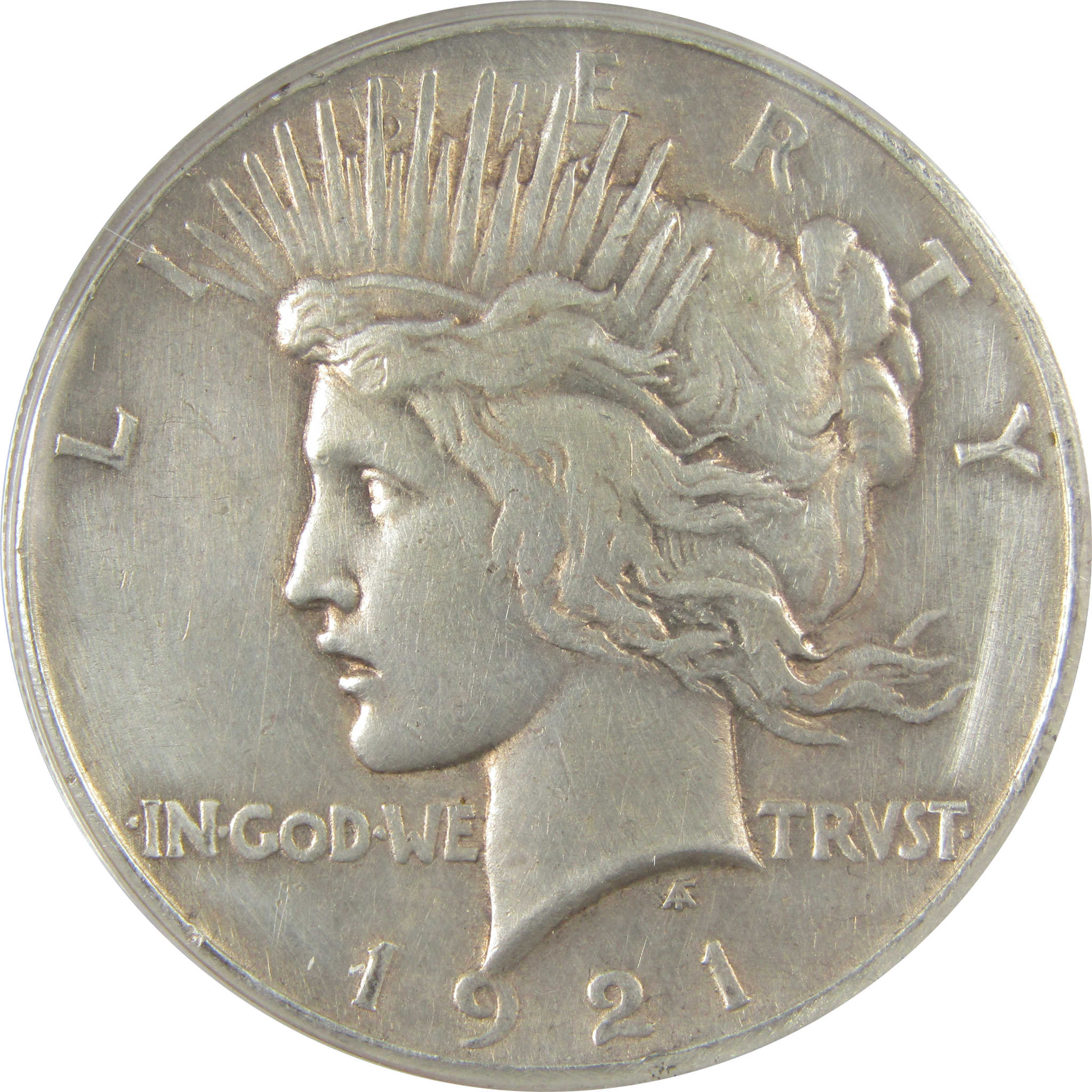 1921 High Relief Peace Dollar AU 50 Details ANACS Silver SKU:I21378