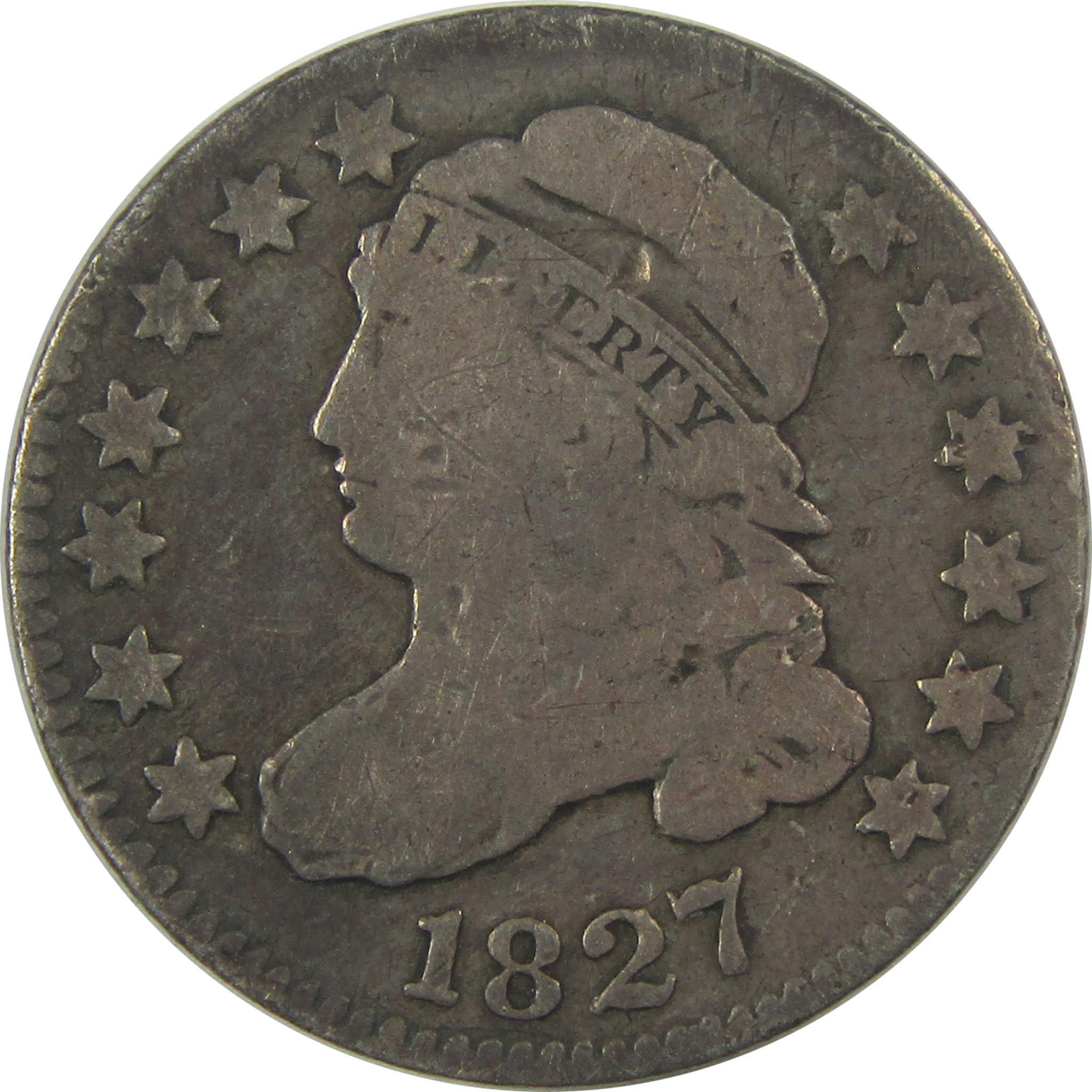 1827 Pointed Top Capped Bust Dime VG Very Good Silver SKU:I22028