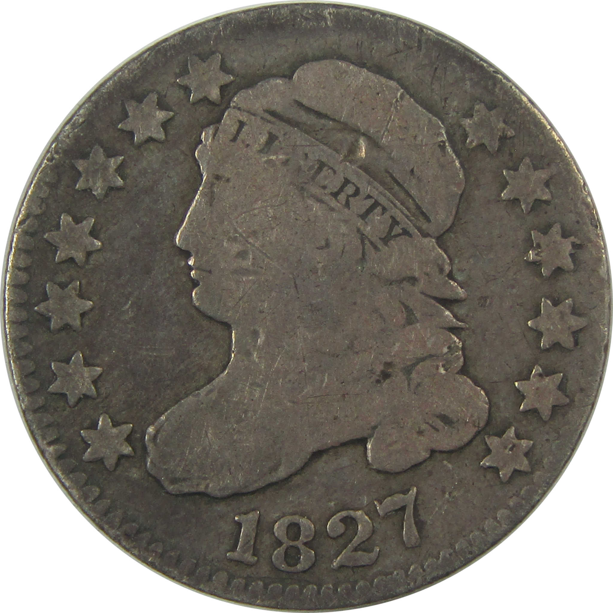 1827 Pointed Top Capped Bust Dime VG Very Good Silver SKU:I22028