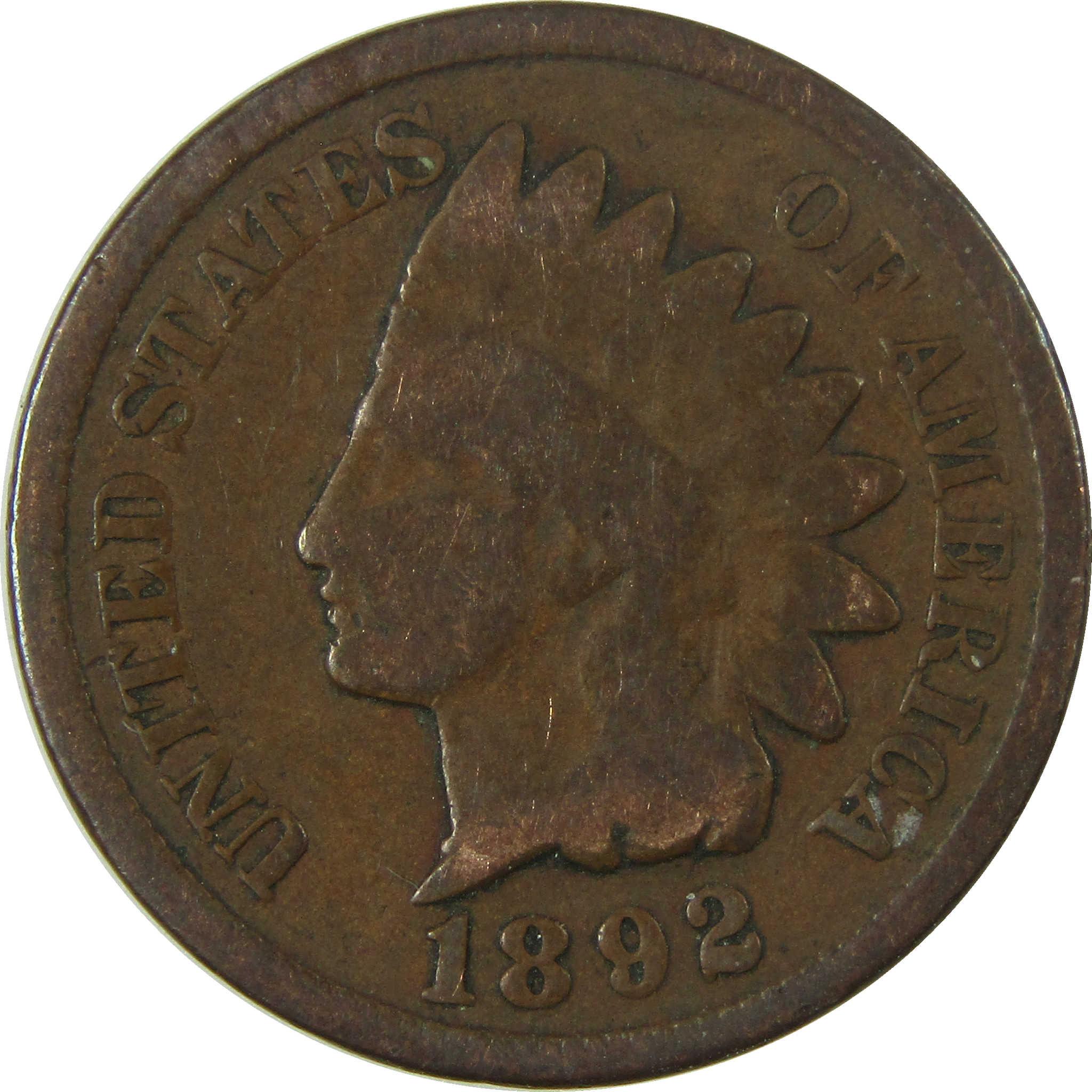 1892 Indian Head Cent G Good Penny 1c Coin SKU:I26976
