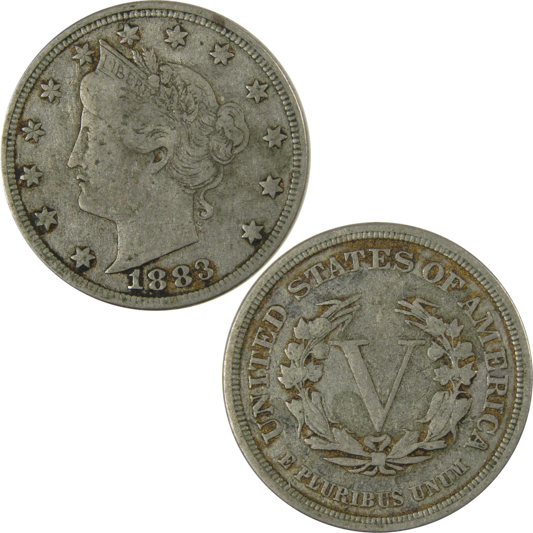 1883 No Cents Liberty Head V Nickel VF Very Fine 5c Coin SKU:I26512
