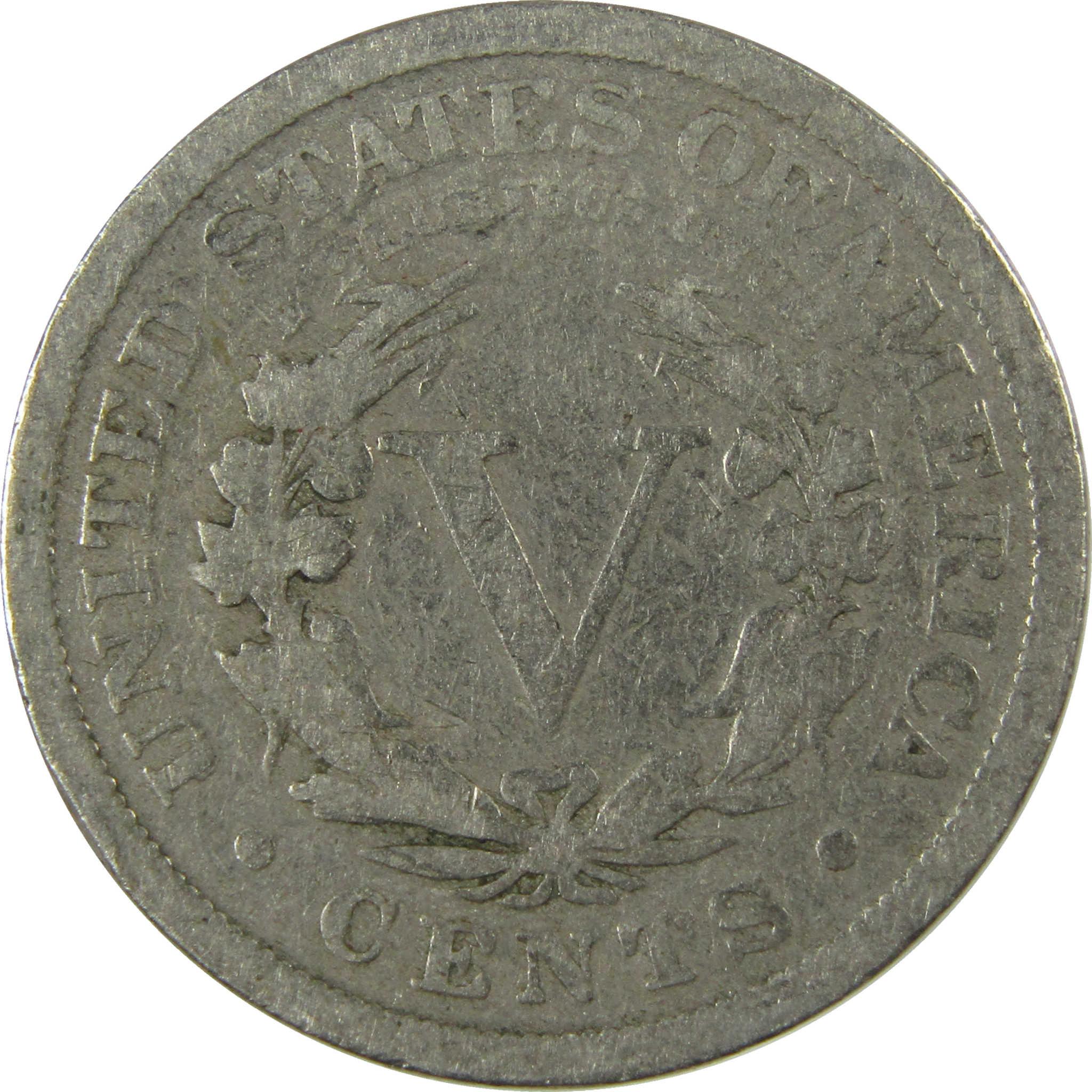 1898 Liberty Head V Nickel G Good 5c Coin Collectible SKU:I26918