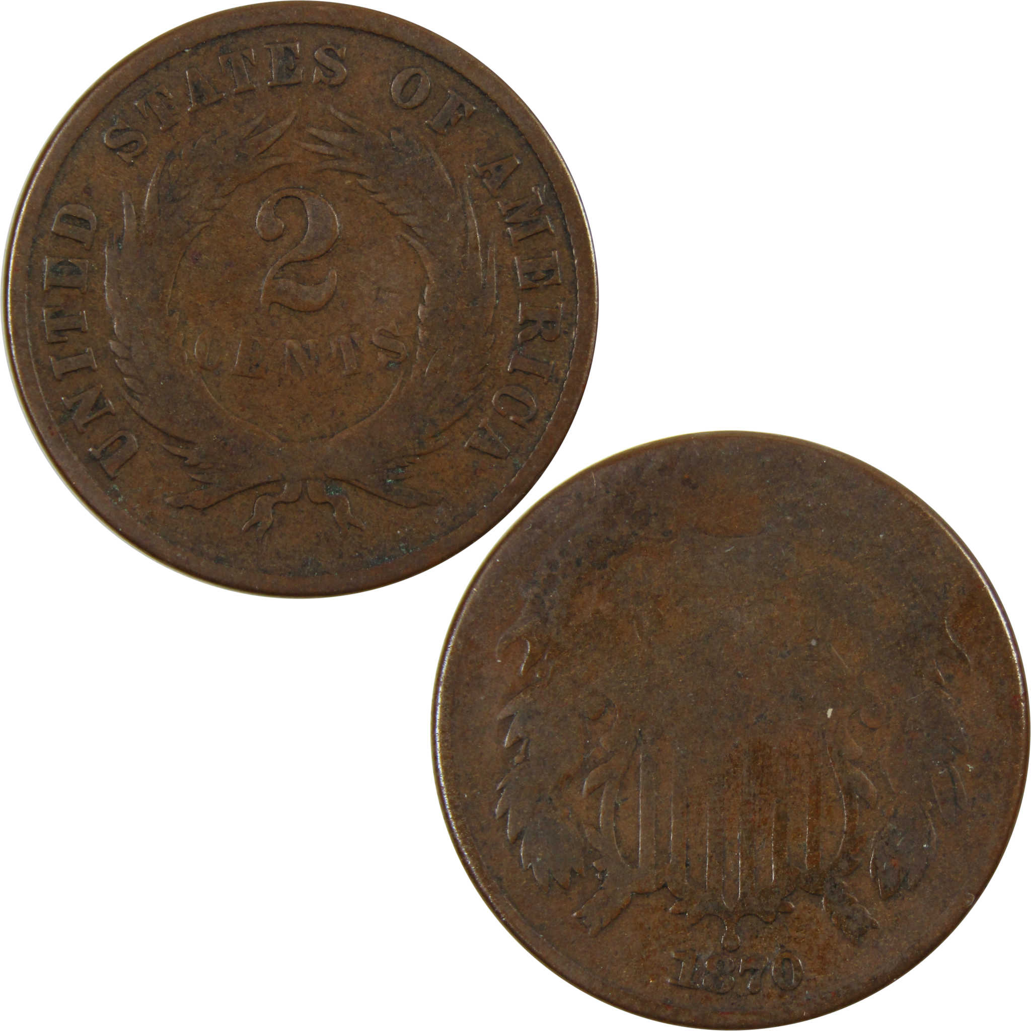 1870 Two Cent Piece AG About Good 2c Coin SKU:I7772