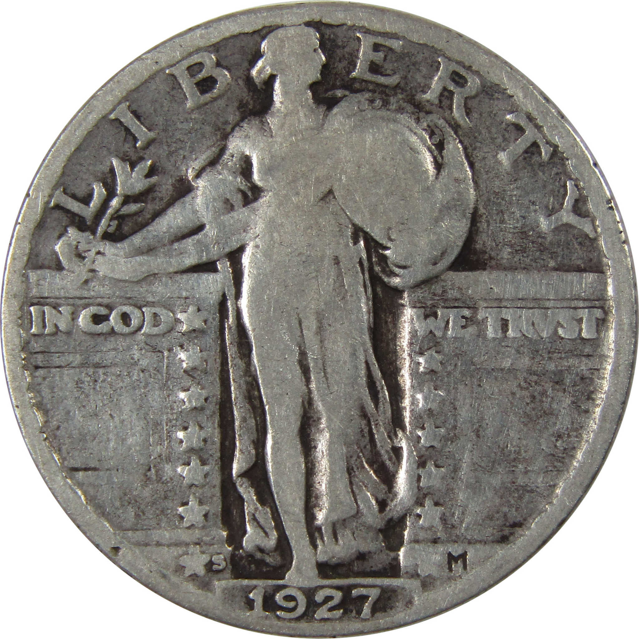 1927 S Standing Liberty Quarter G Good Silver 25c Coin SKU:I23462