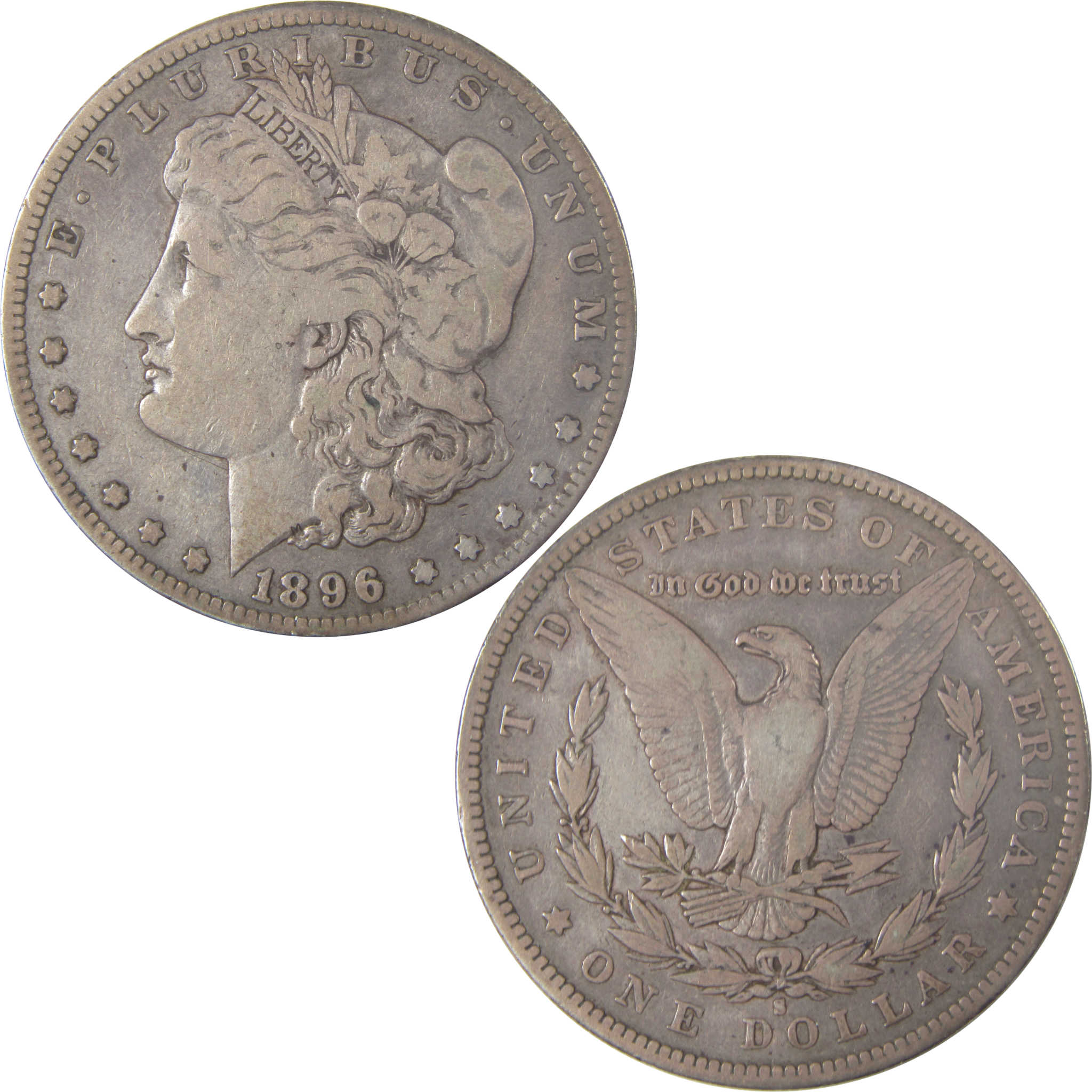 1896 S Morgan Dollar F Fine Silver $1 Coin SKU:I17395 - Morgan coin - Morgan silver dollar - Morgan silver dollar for sale - Profile Coins & Collectibles