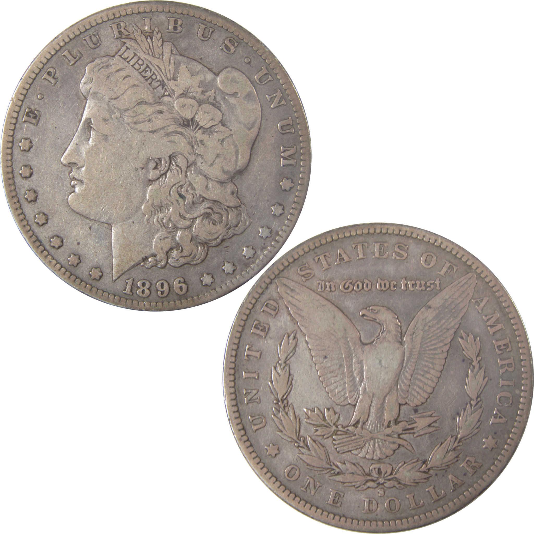 1896 S Morgan Dollar F Fine Silver $1 Coin SKU:I17395 - Morgan coin - Morgan silver dollar - Morgan silver dollar for sale - Profile Coins & Collectibles