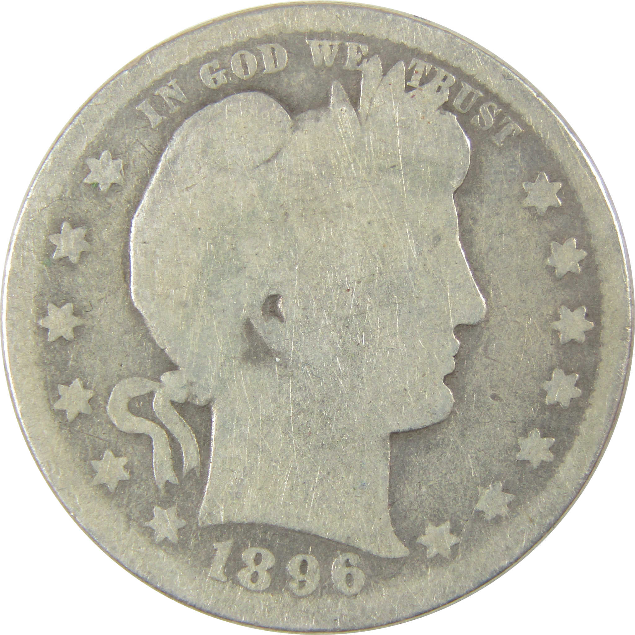1896 O Barber Quarter AG About Good Silver 25c Coin SKU:I19766