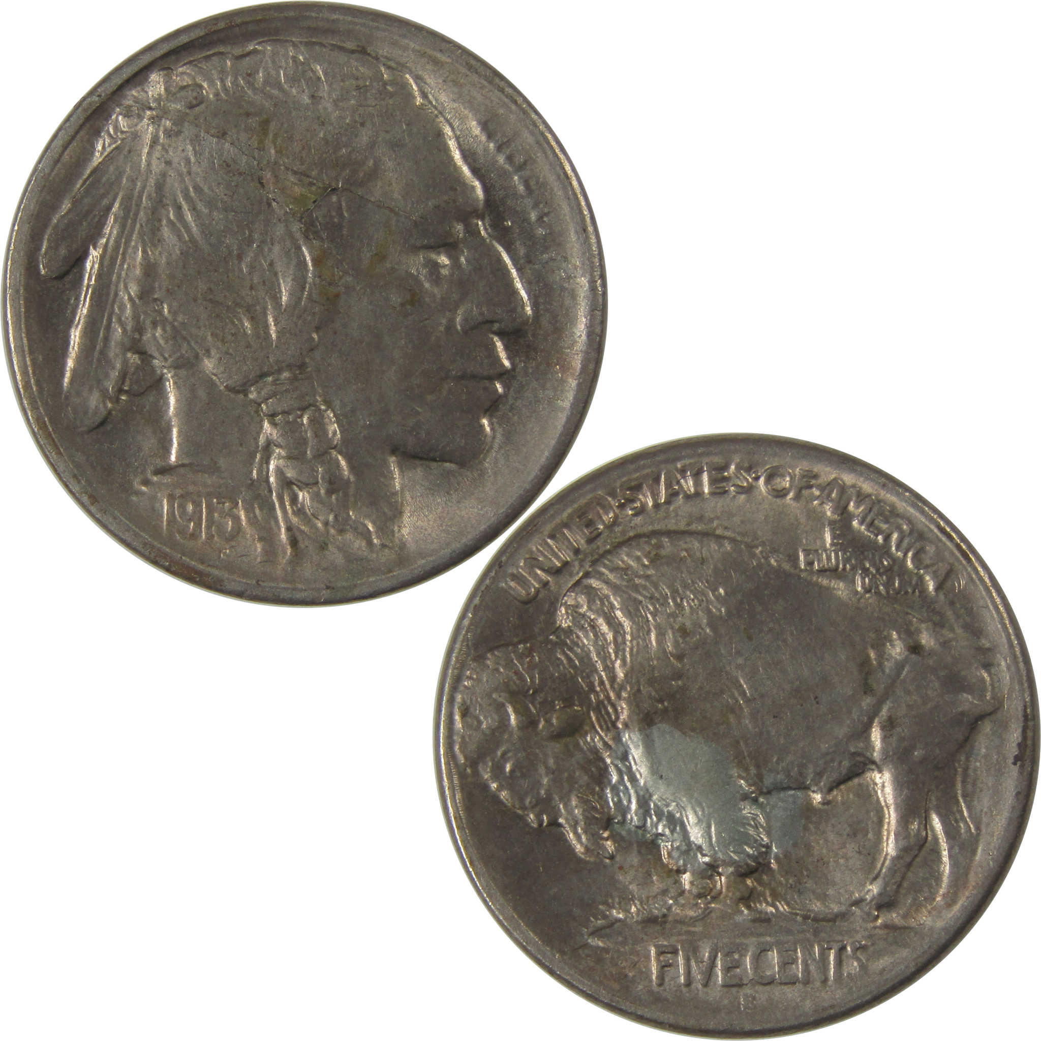 1913 S Type 1 Buffalo Nickel CHAU Obverse Lamination Error SKU:I21029