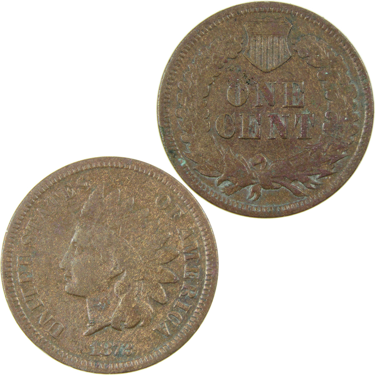 1872 Indian Head Cent VG Very Good Details Penny 1c Coin SKU:CP1810