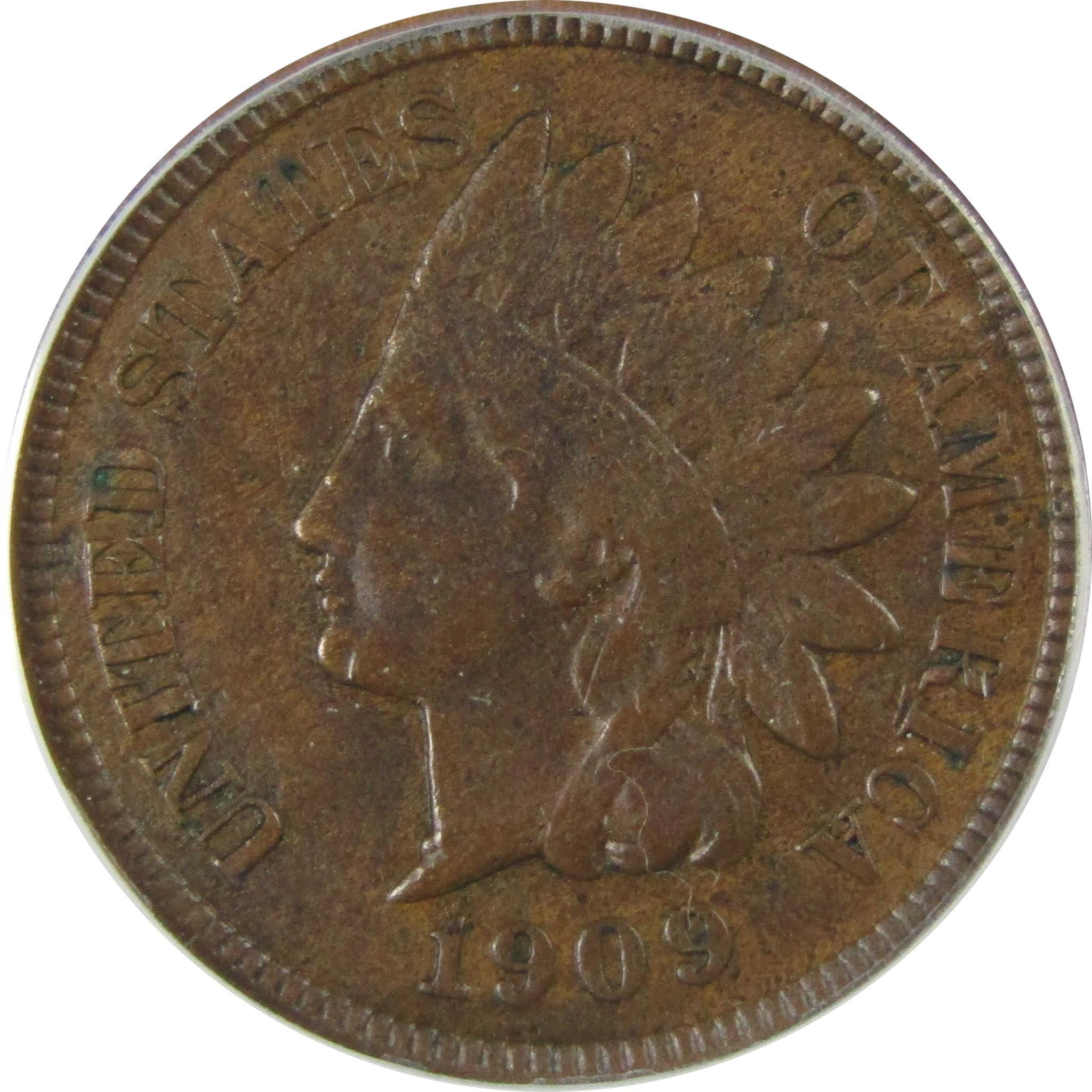 1909 S Indian Head Cent EF 40 Details ANACS Penny 1c Coin SKU:CP755