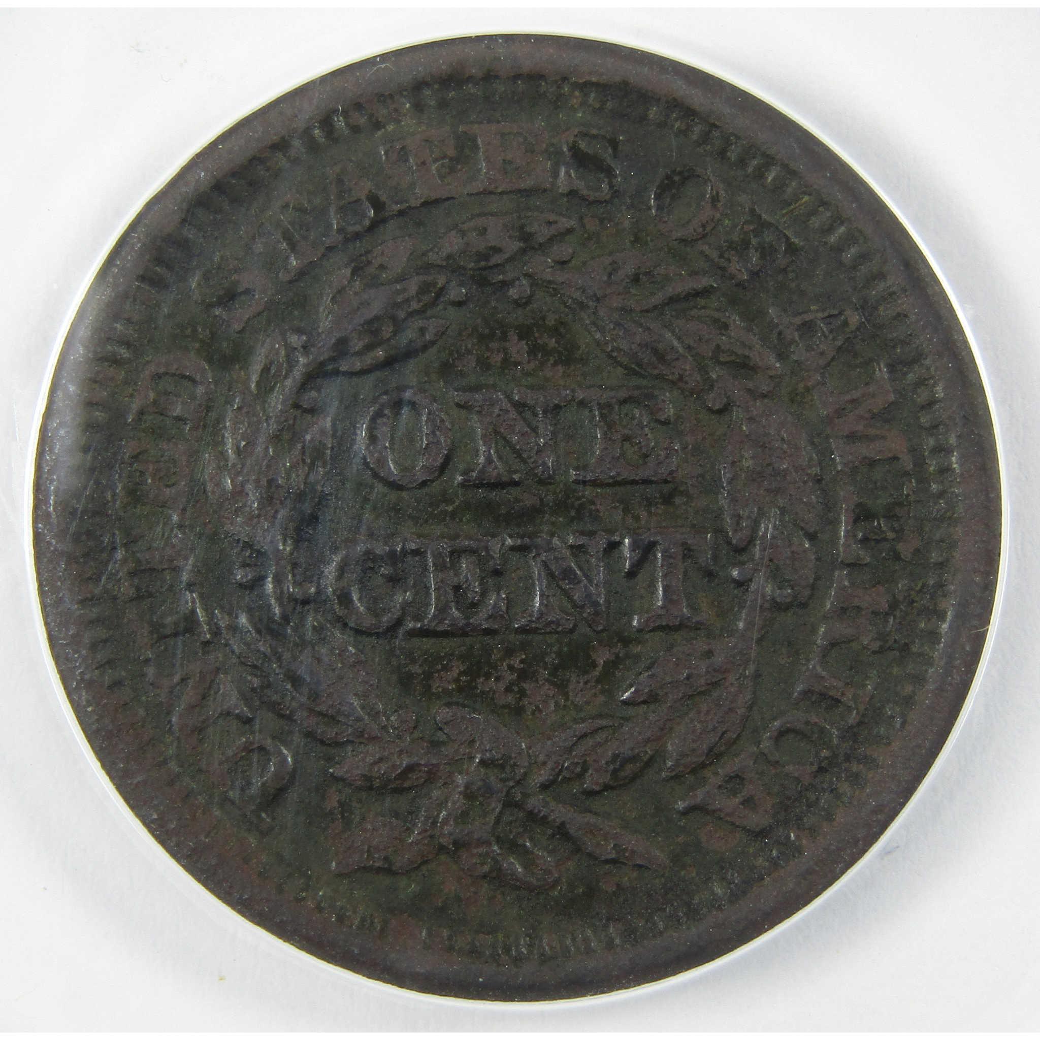 1846 Small Date Braided Hair Large Cent AU 50 Details ANACS SKU:I25508